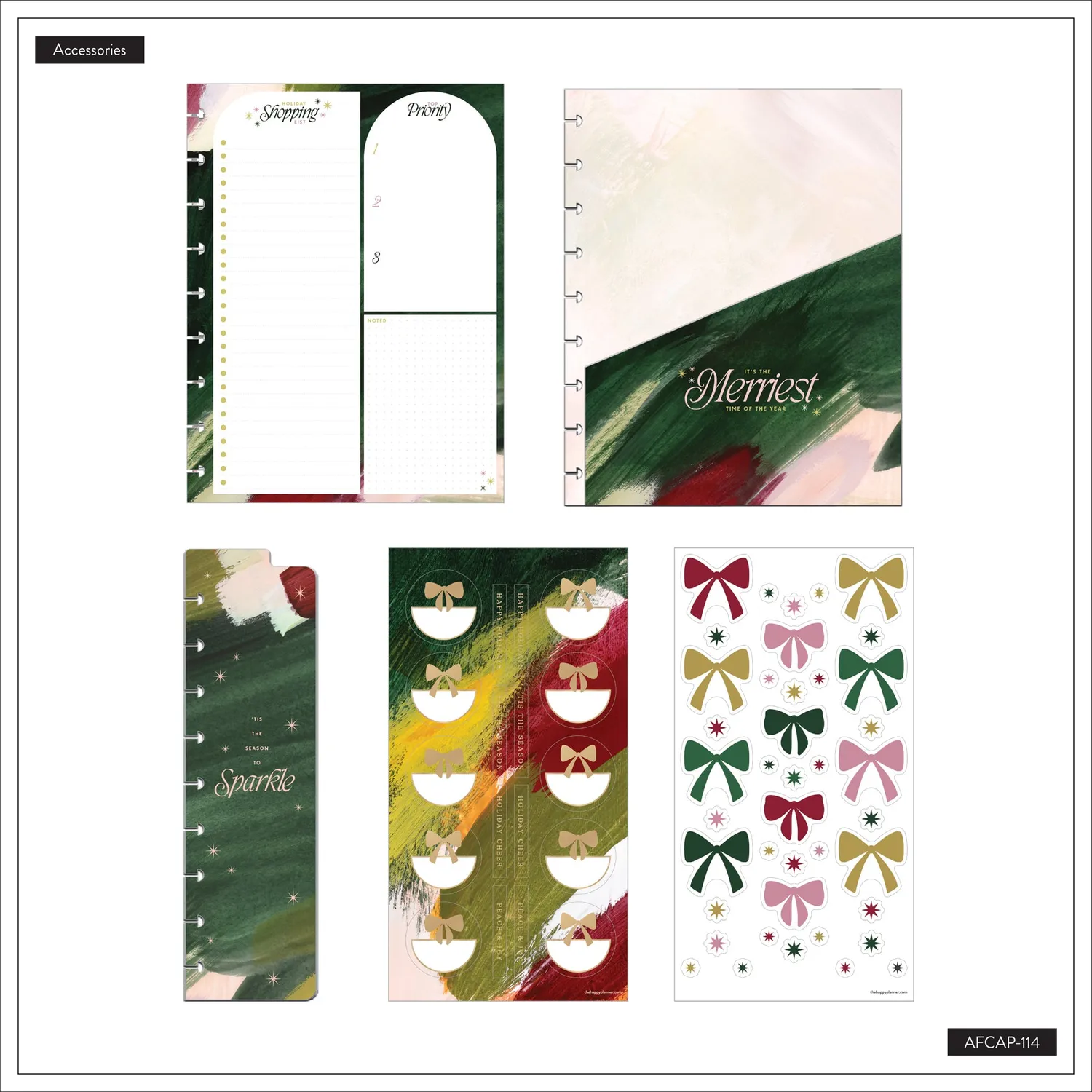 Happy Planner Holiday Charm Classic pack accessoires Noël 24 pièces