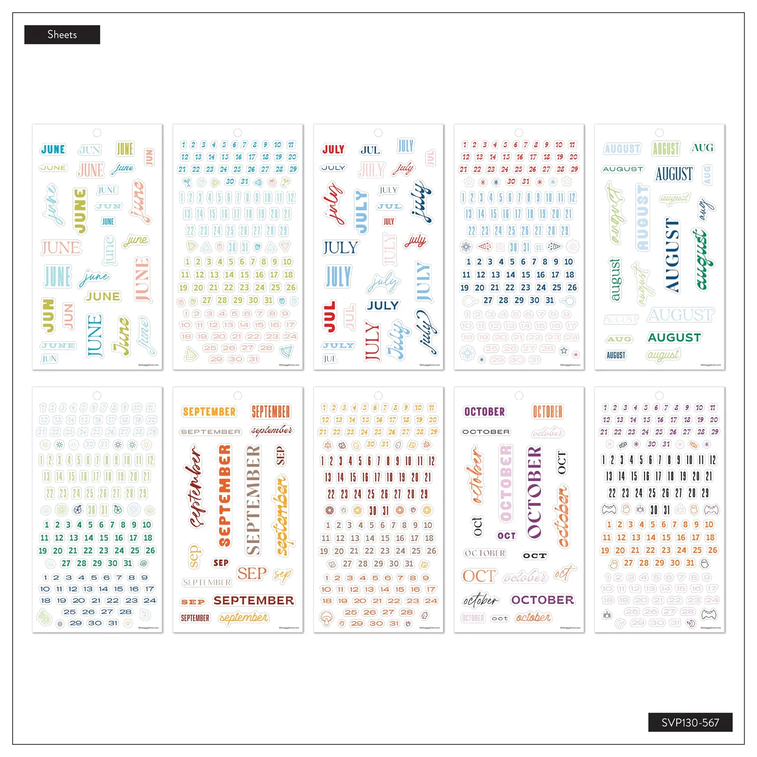 Happy Planner Essential Year carnet stickers 30 planches pastel