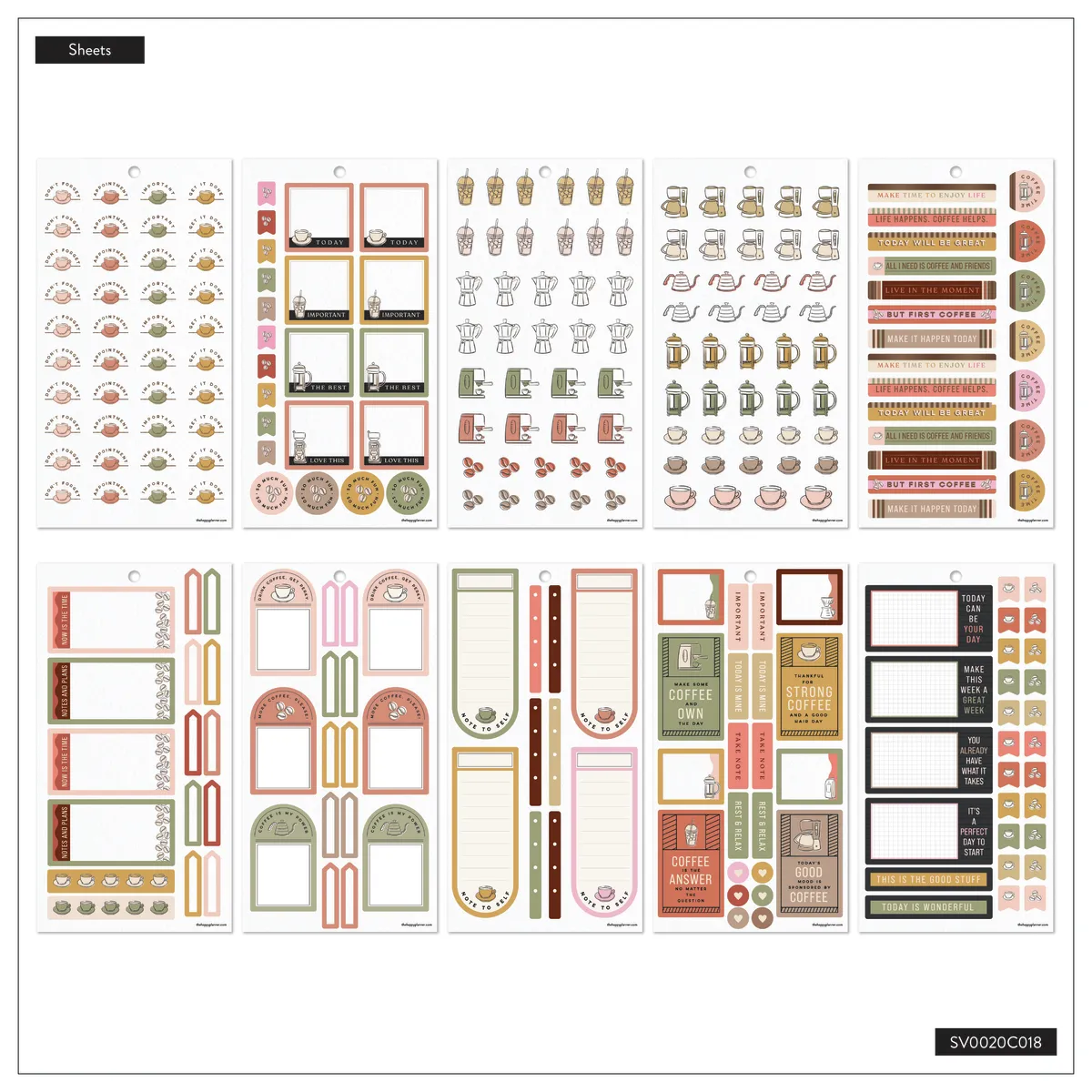 Happy Planner Cafécore Value Pack stickers 715 café