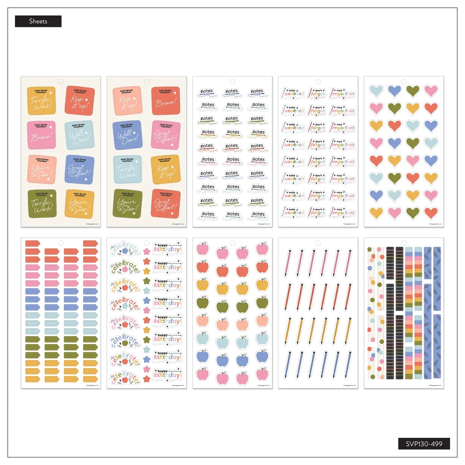 Happy Planner School Doodles stickers Big 30 feuilles rentrée
