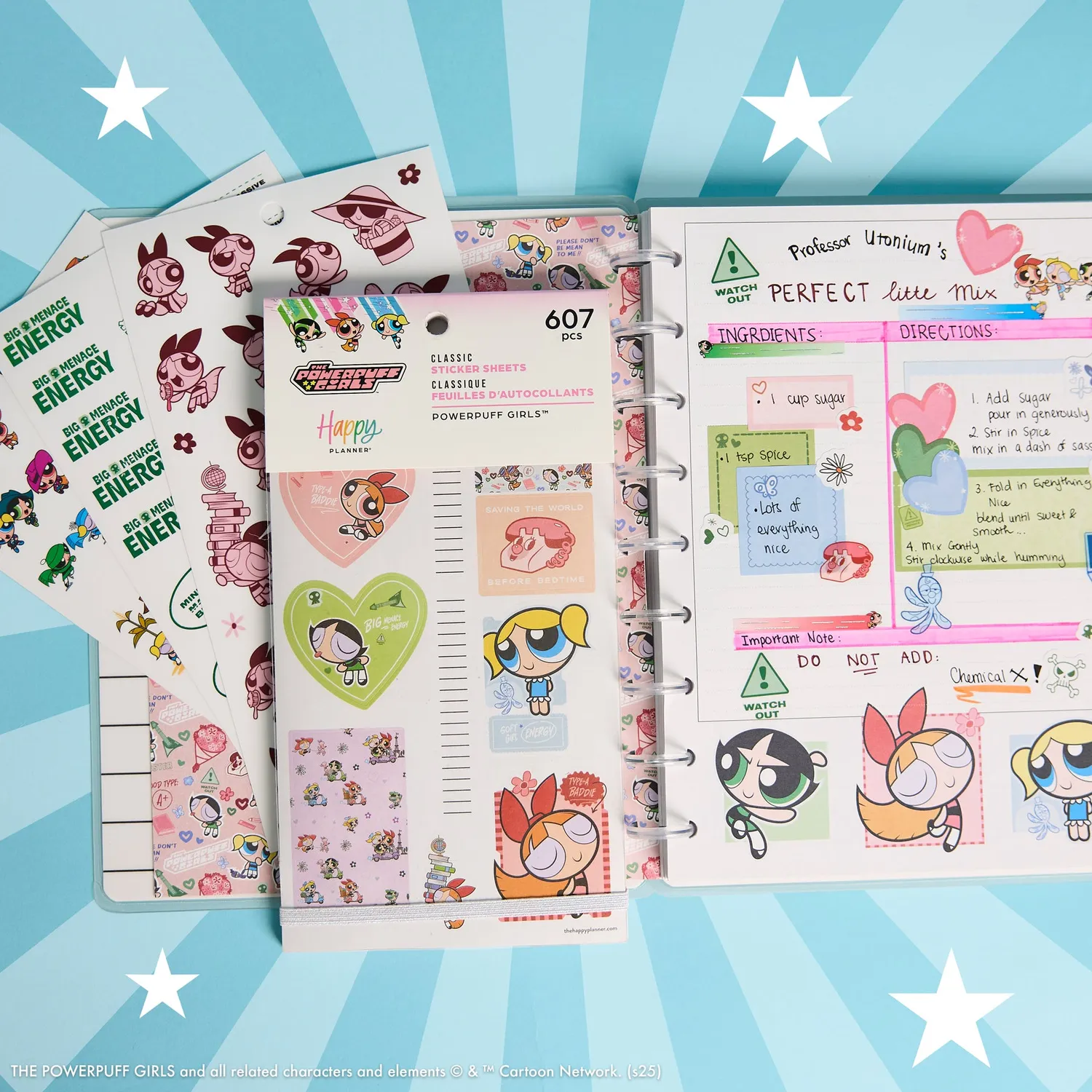 Happy Planner Powerpuff Girls Value Pack stickers 30 feuilles colorés