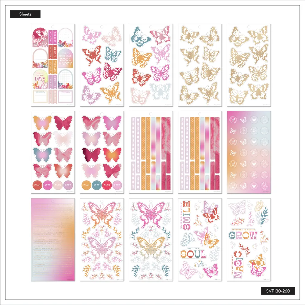 Happy Planner Butterfly Bliss stickers value pack 651 rose