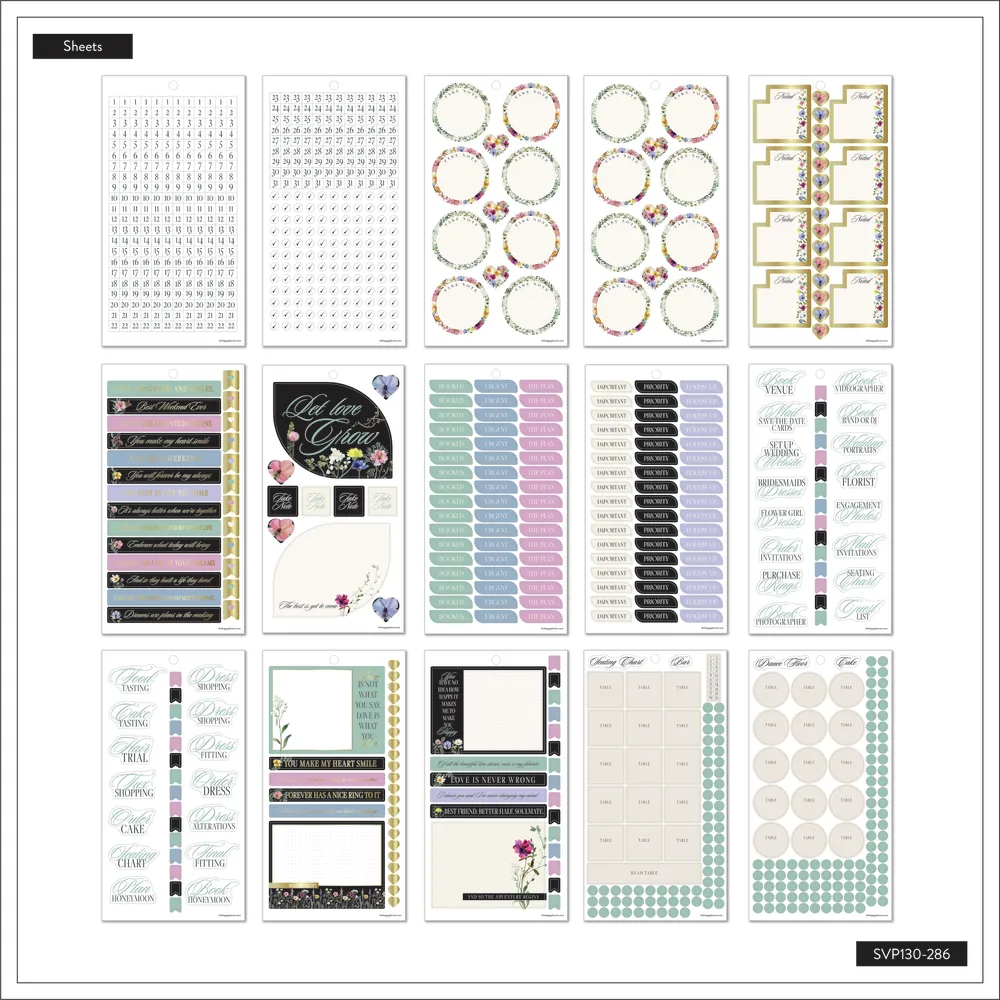 Happy Planner Blooming Elegance stickers mariage Big 1277 pcs