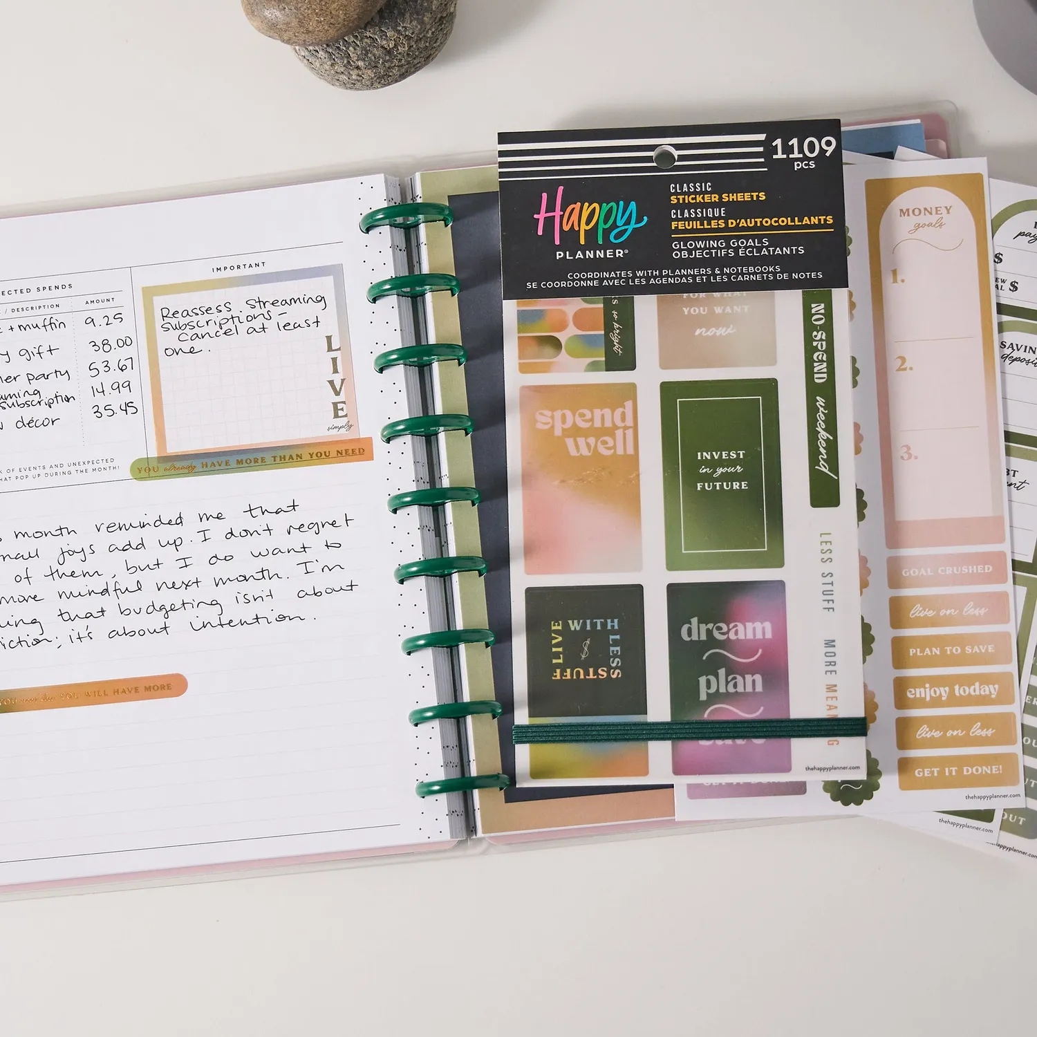 Happy Planner Savvy Budgeter stickers budget 30 feuilles