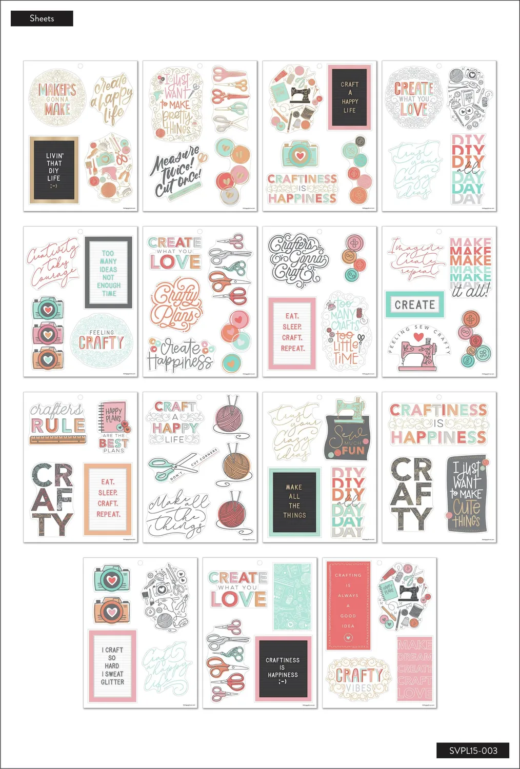 Me & my big ideas Miss Maker stickers grand format 66 pièces