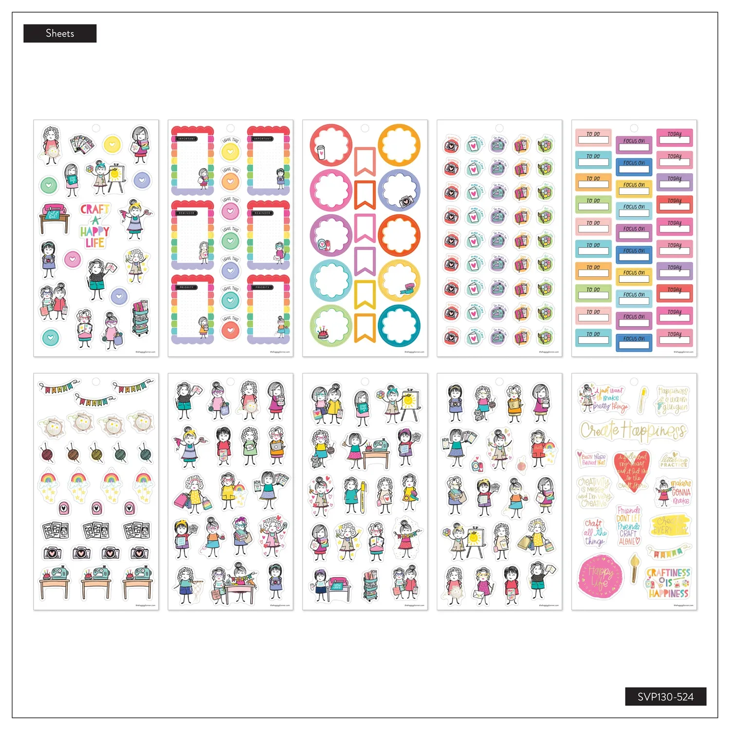 Happy Planner Stick Babe Revival stickers classic 30 feuilles