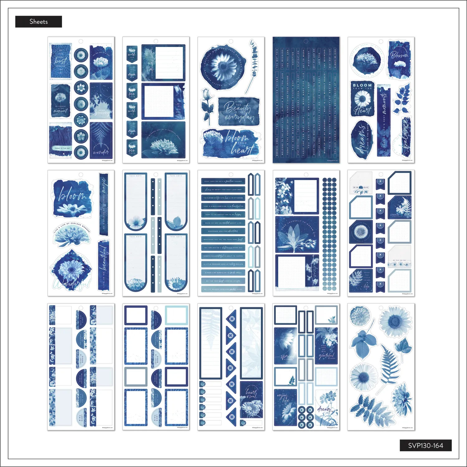 Happy Planner Cyanotype Value Pack carnet autocollants 695 bleu