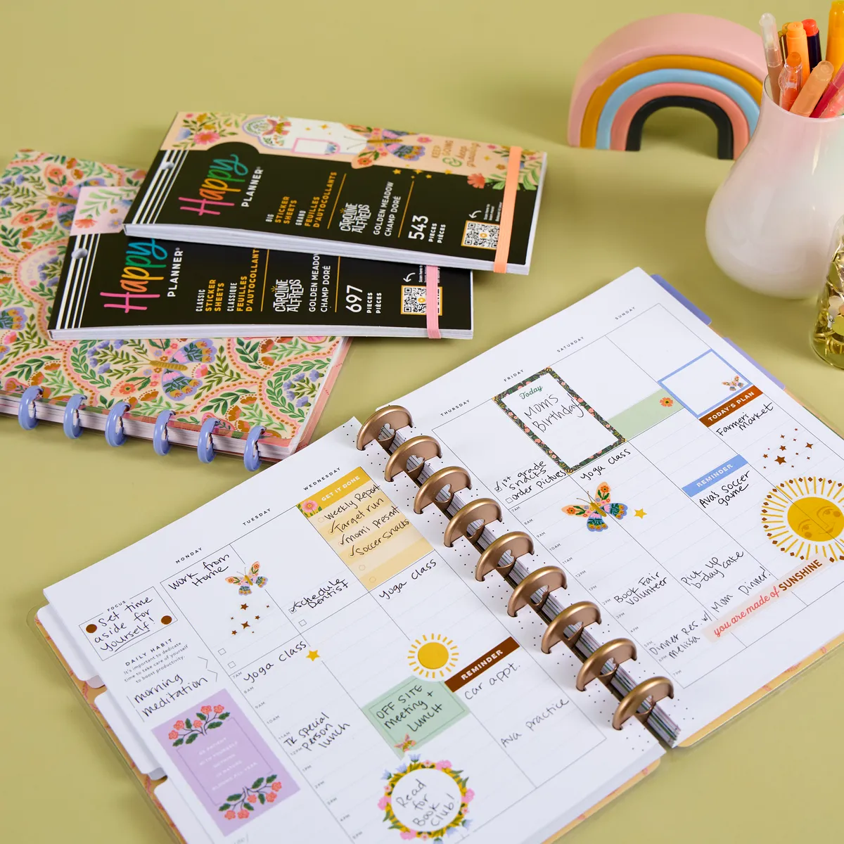 Happy Planner Golden Meadow agenda non daté Classic 12 mois
