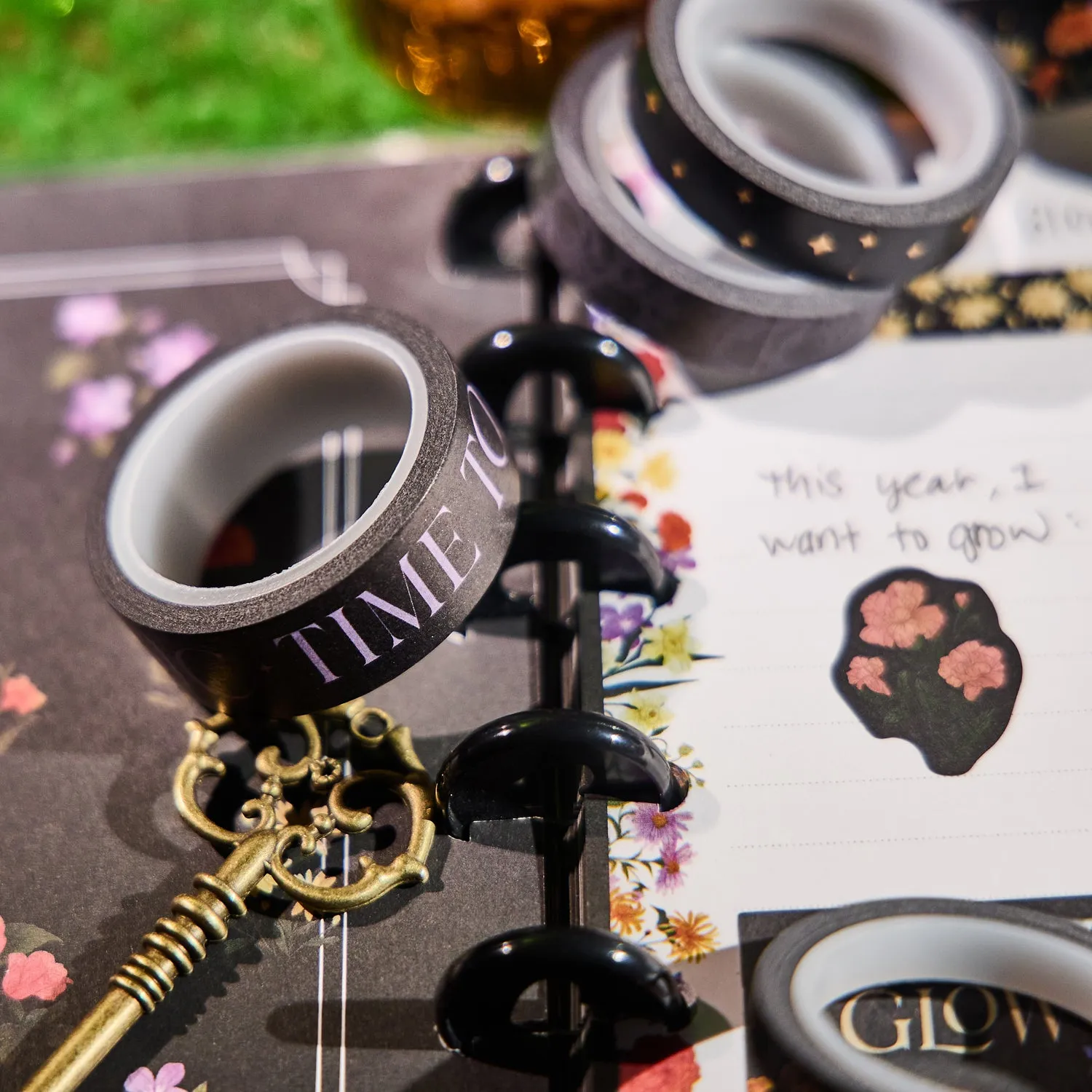 Happy Planner Dark Garden washi tape 7 rouleaux floral