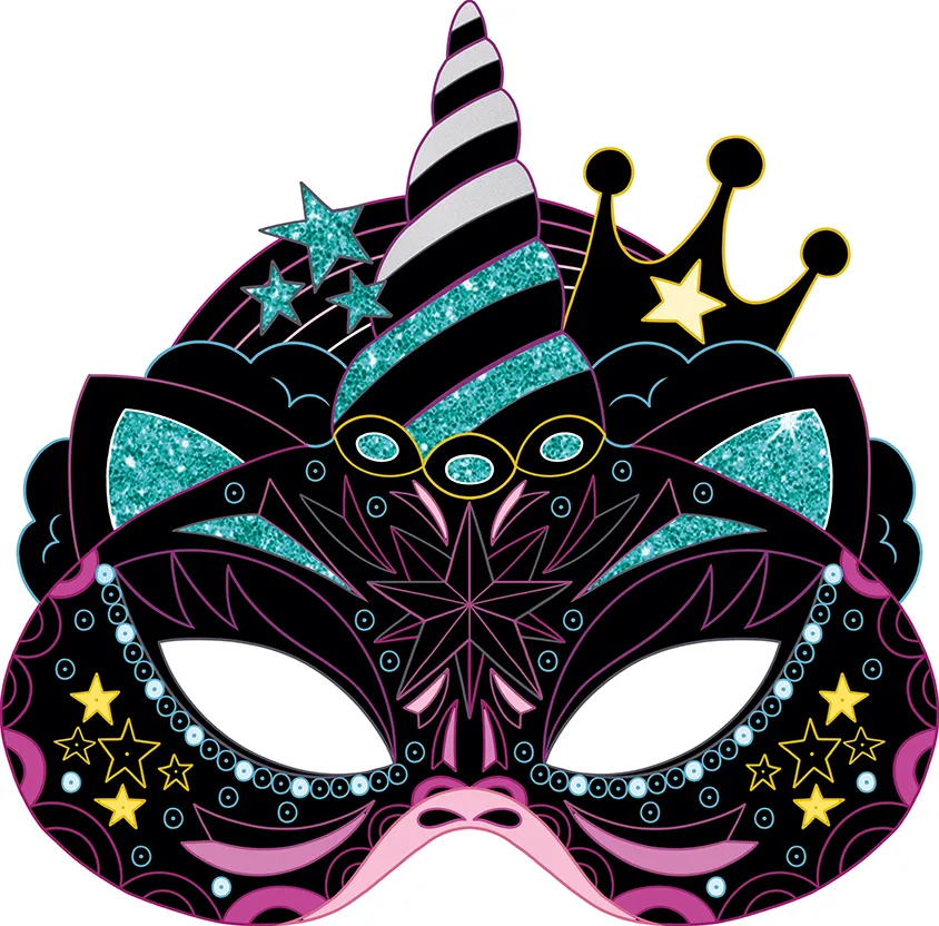 Frigobloc Licornes masques à gratter pochette 5 masques