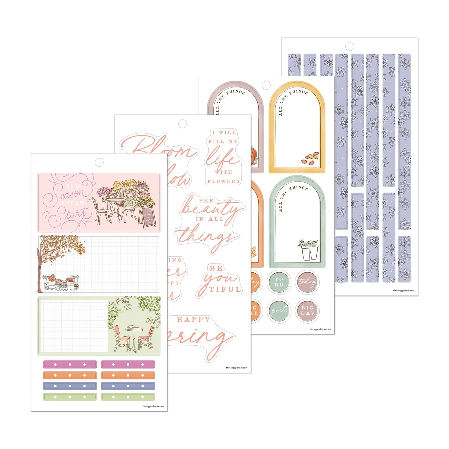 Happy Planner Seasonal Sidewalks stickers Big 30 feuilles 4 saisons