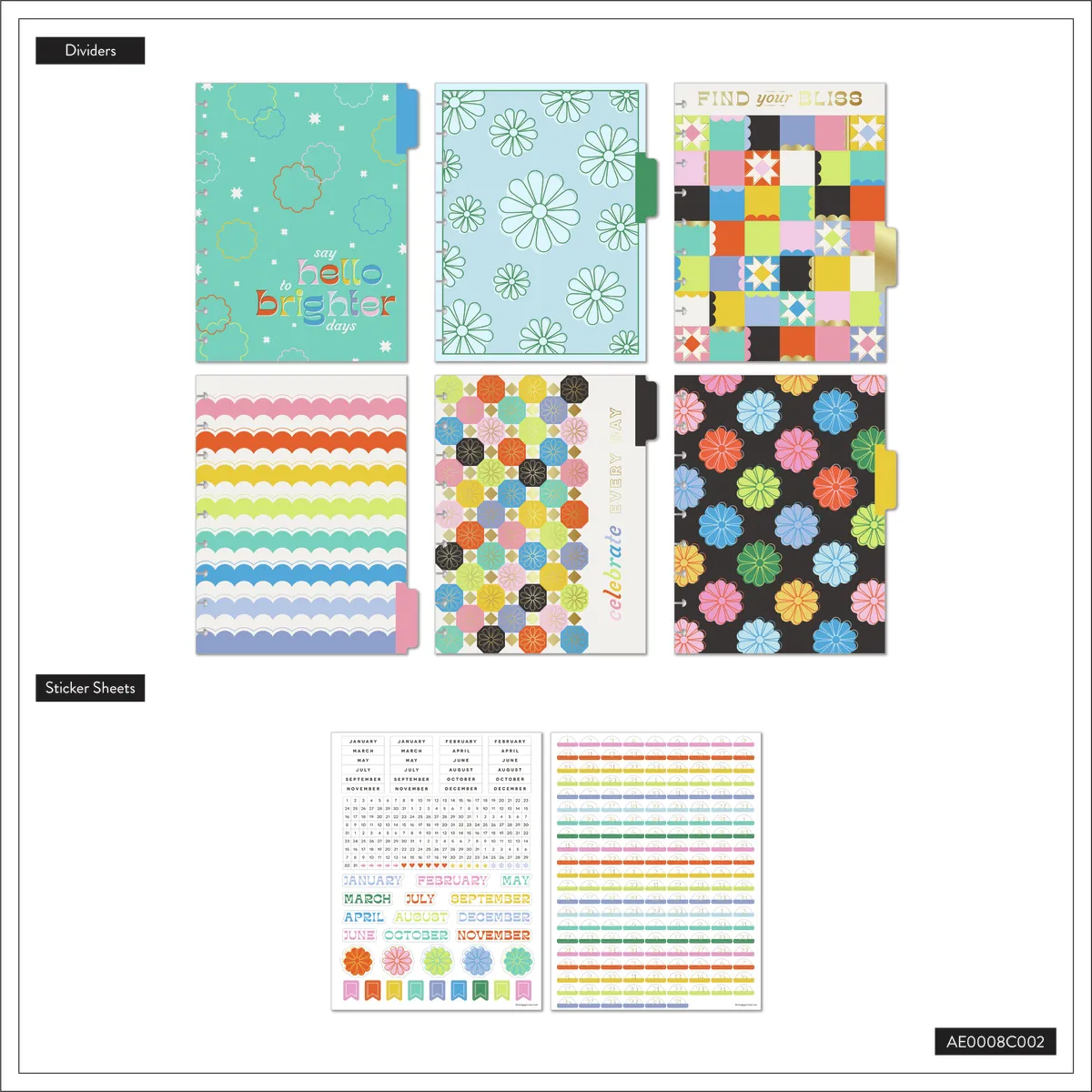 Happy Planner Happy Outlines recharge agenda Classic 6 mois vertical
