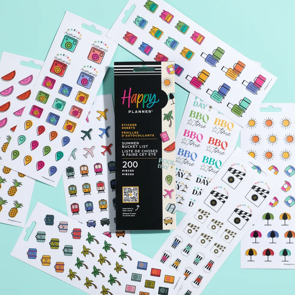 Happy Planner Summer Bucket List stickers 8 feuilles ete