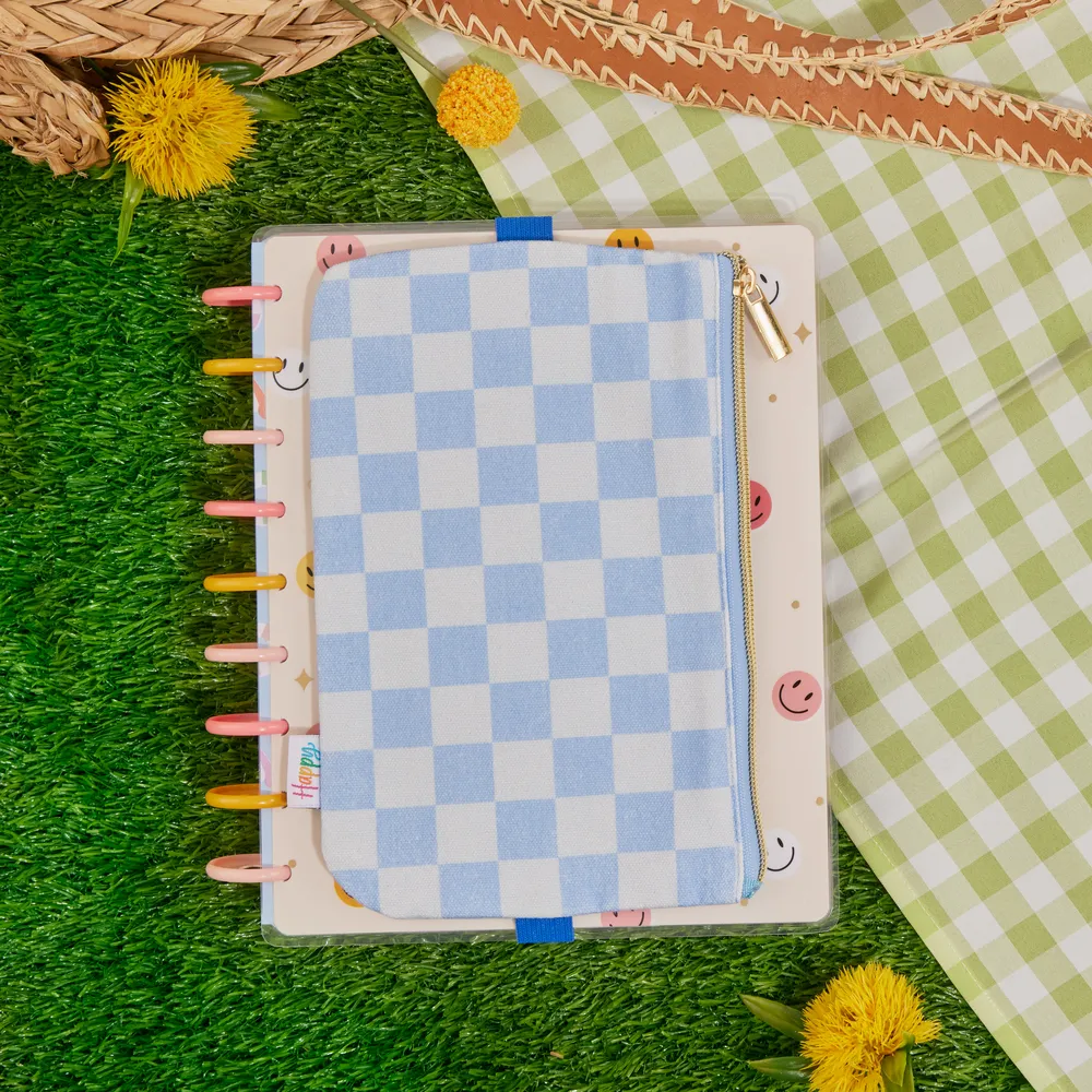 Happy Planner Happy Brights Classic trousse à crayons carreaux bleus