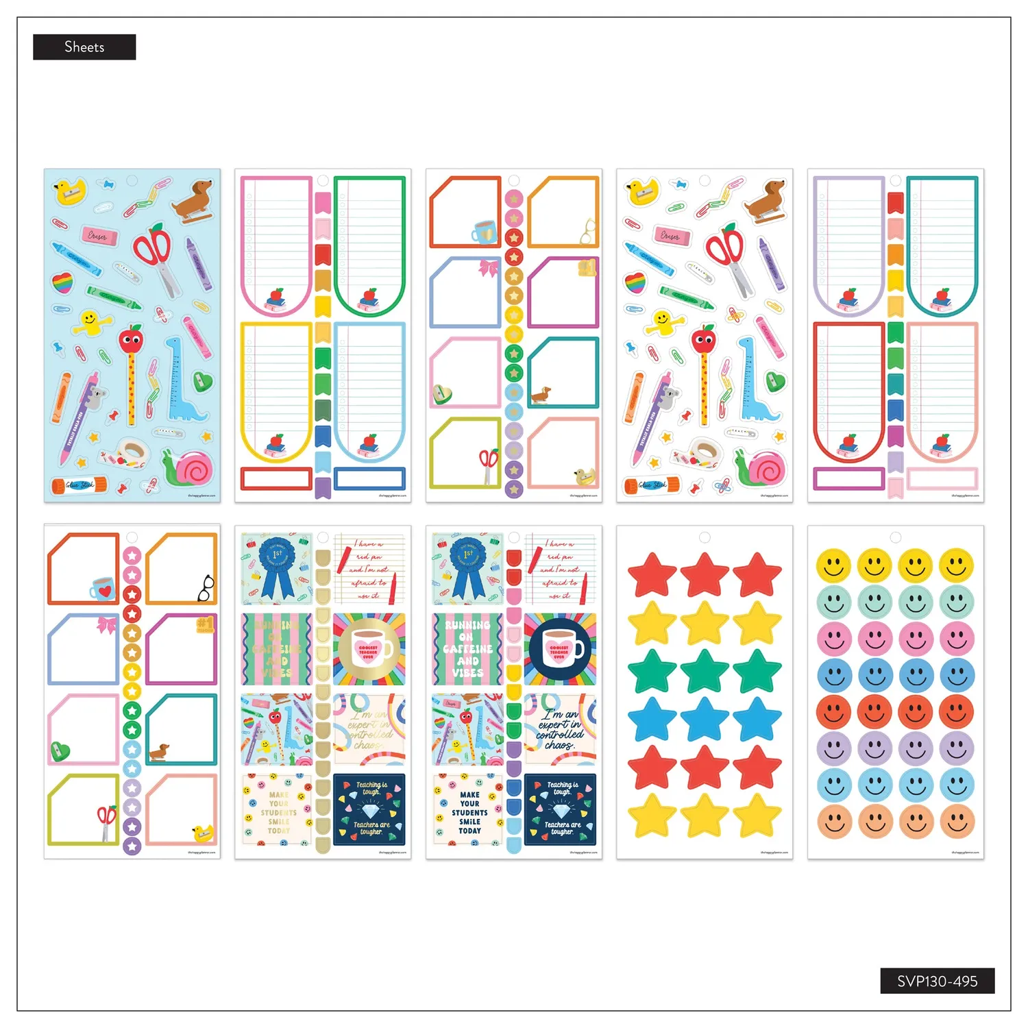 Happy Planner Live Love Teach stickers Big 30 planches classe