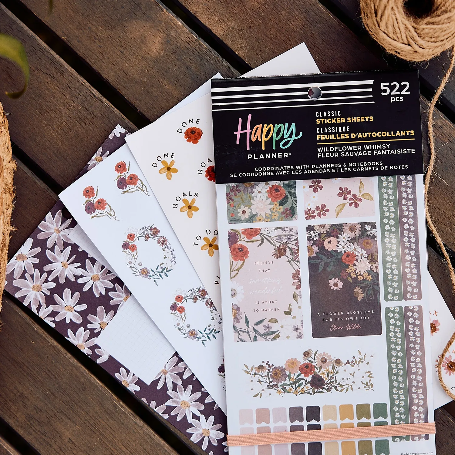 Happy Planner Wildflower Whimsy stickers value pack 30 feuilles floral