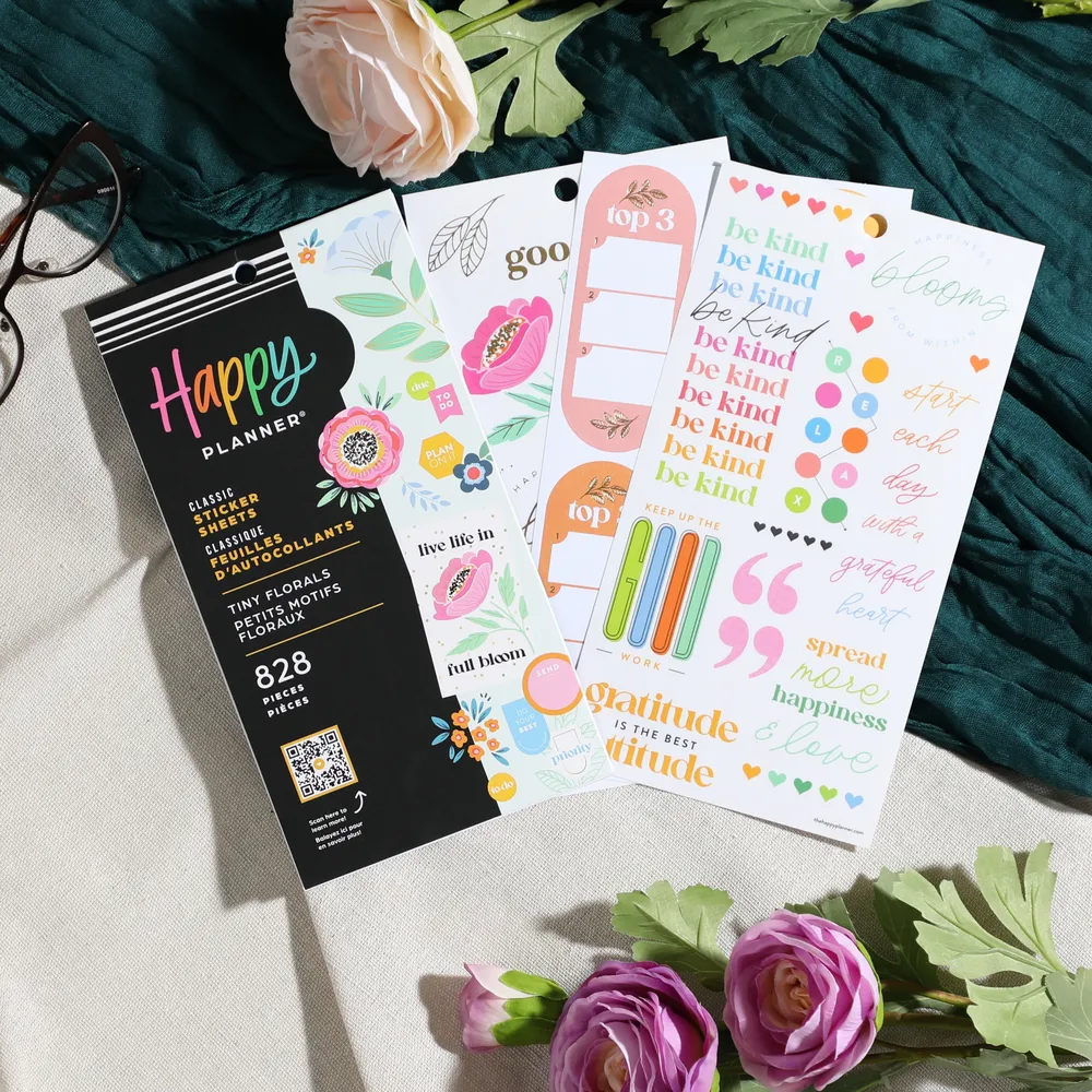 Happy Planner Tiny Florals autocollants 828 fleurs 30 feuilles