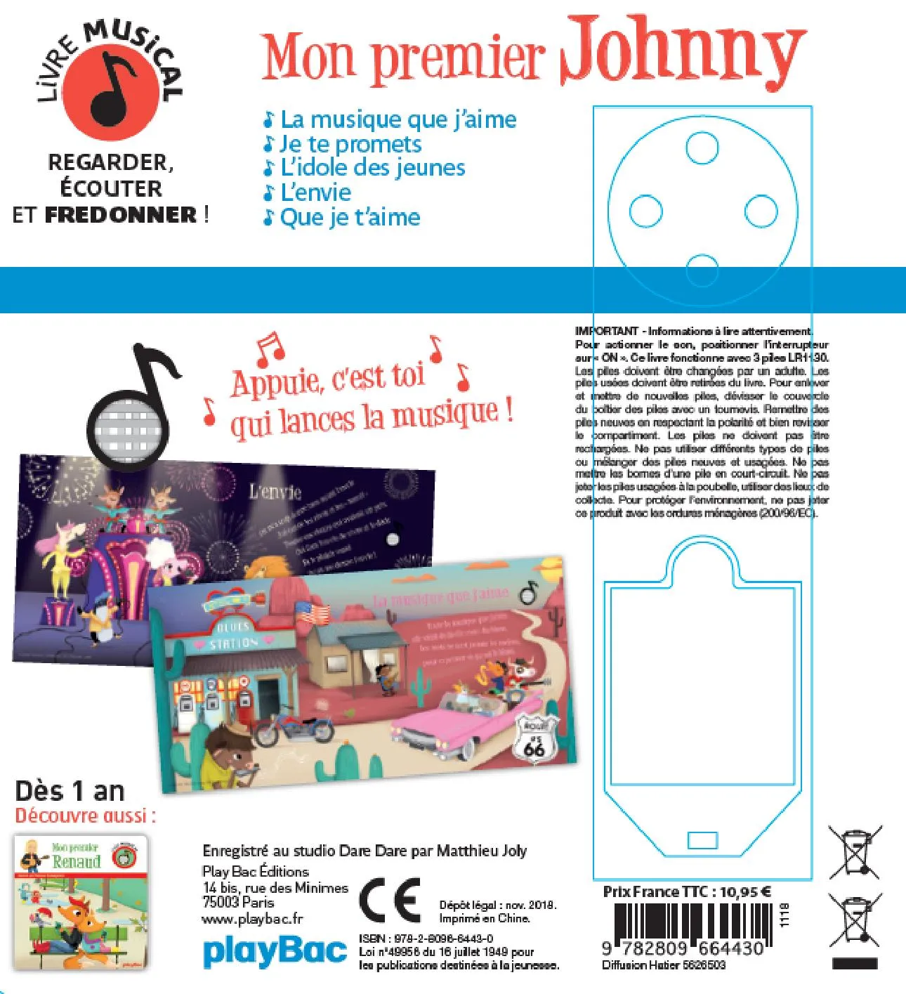 Frigobloc Mon premier Johnny livre musical bébé