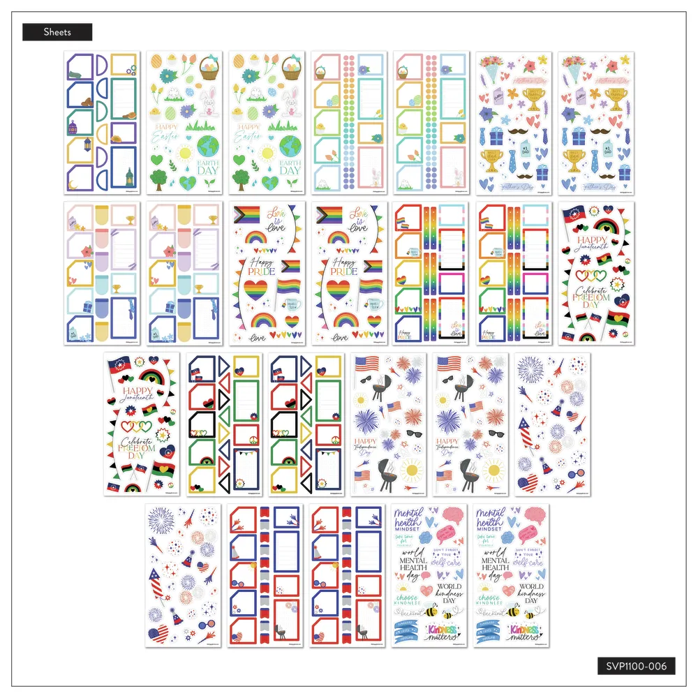 Happy Planner Essential Holidays stickers méga 100 planches