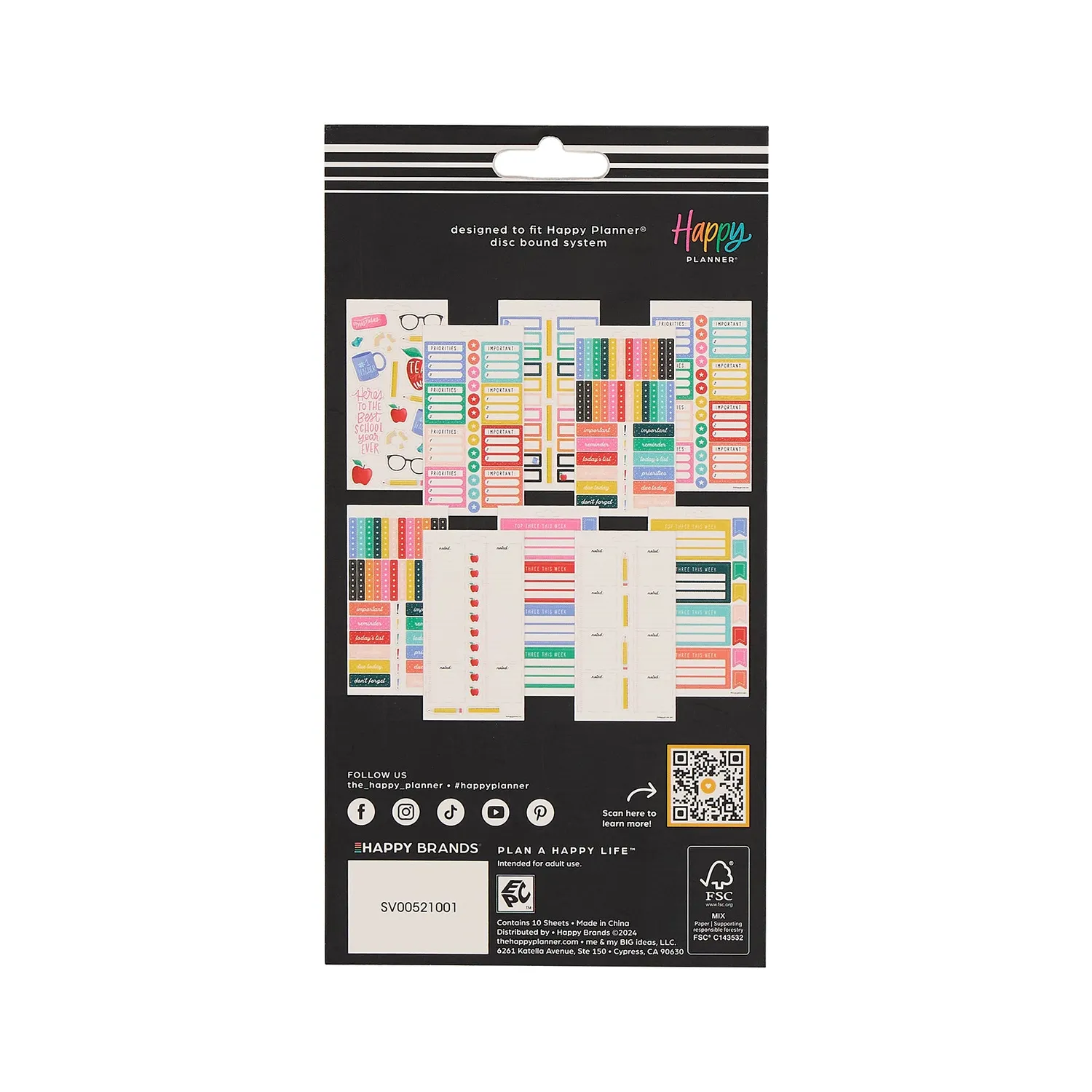 Happy Planner Playful Teacher stickers maîtresse 10 feuilles