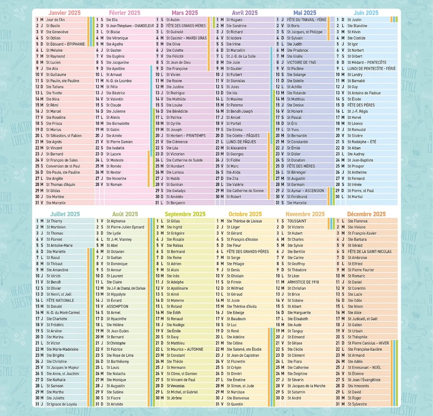 Frigobloc Planning Mensuel 2 ans calendrier frigo 2025-2026