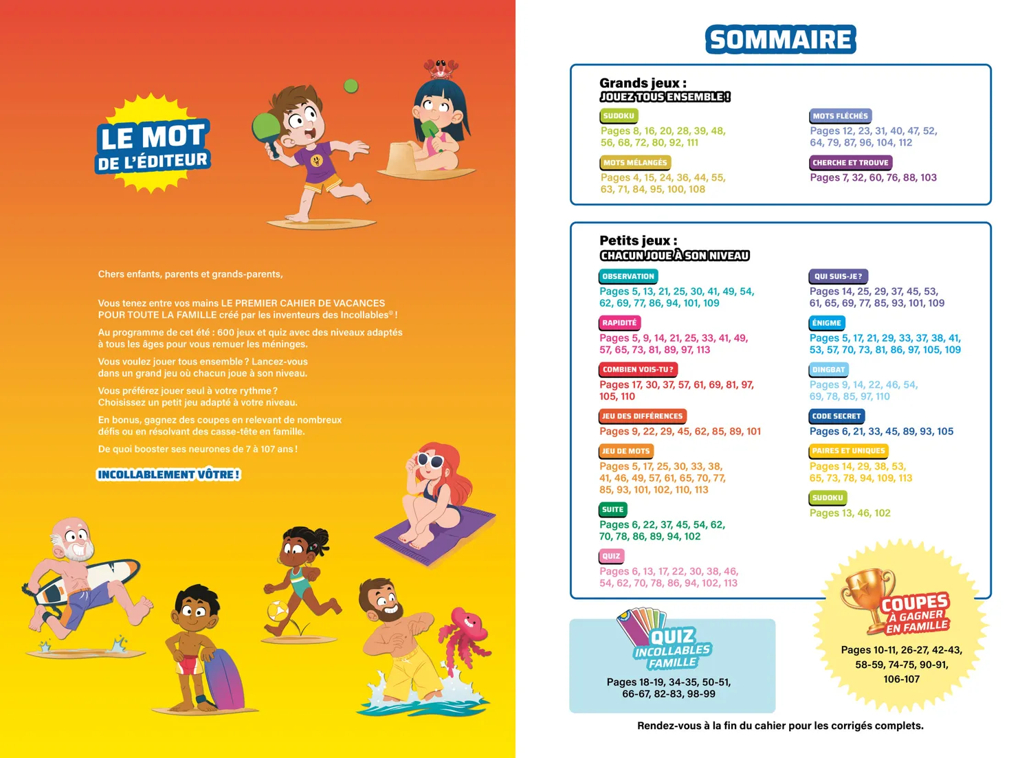 Incollables Famille 600 jeux cahier vacances