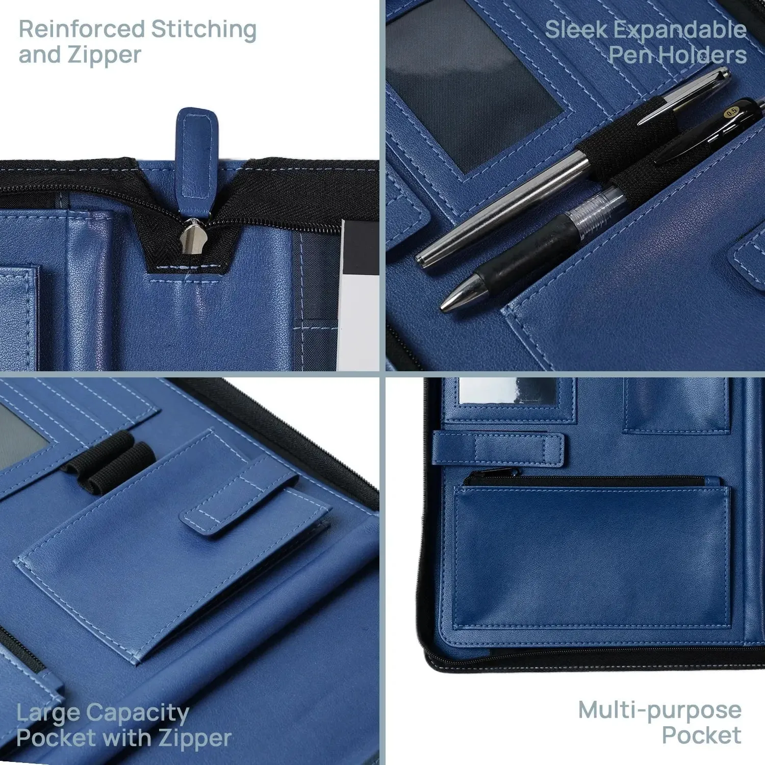 Poprun PF1113PU-BL conférencier zippé bleu avec bloc