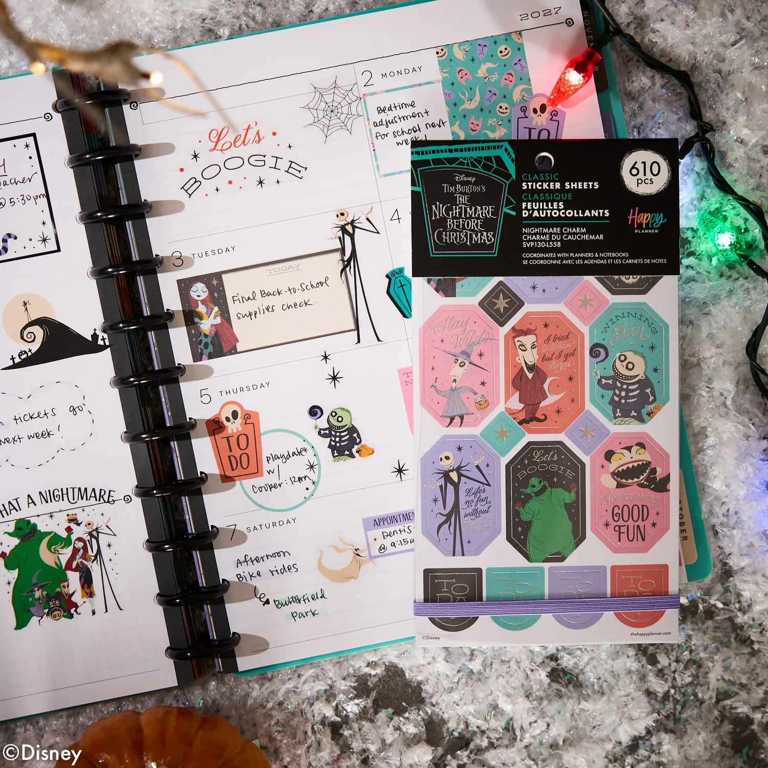 Happy Planner Disney Nightmare Christmas autocollants 30 planches