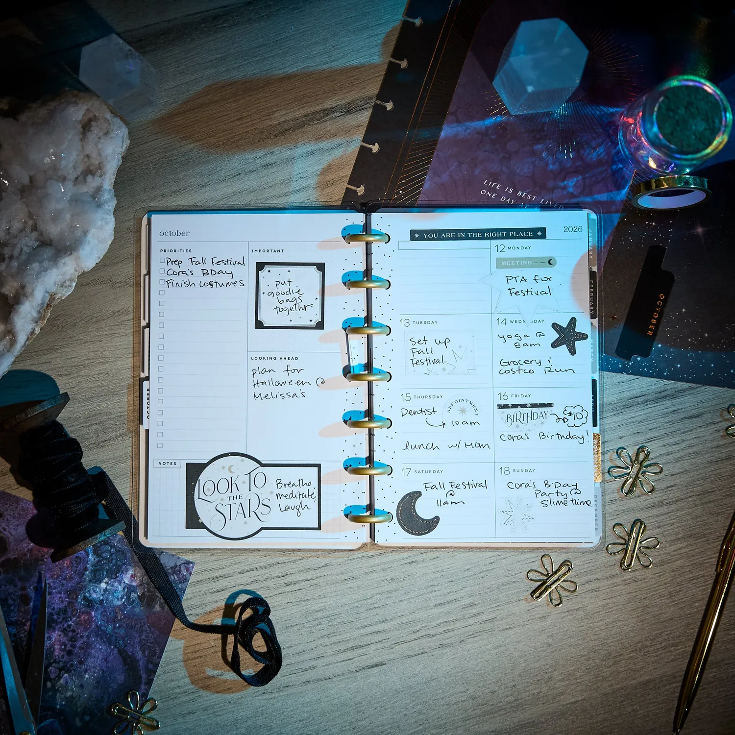 Happy Planner Eternal Stars planner mini dashboard 2026-2027