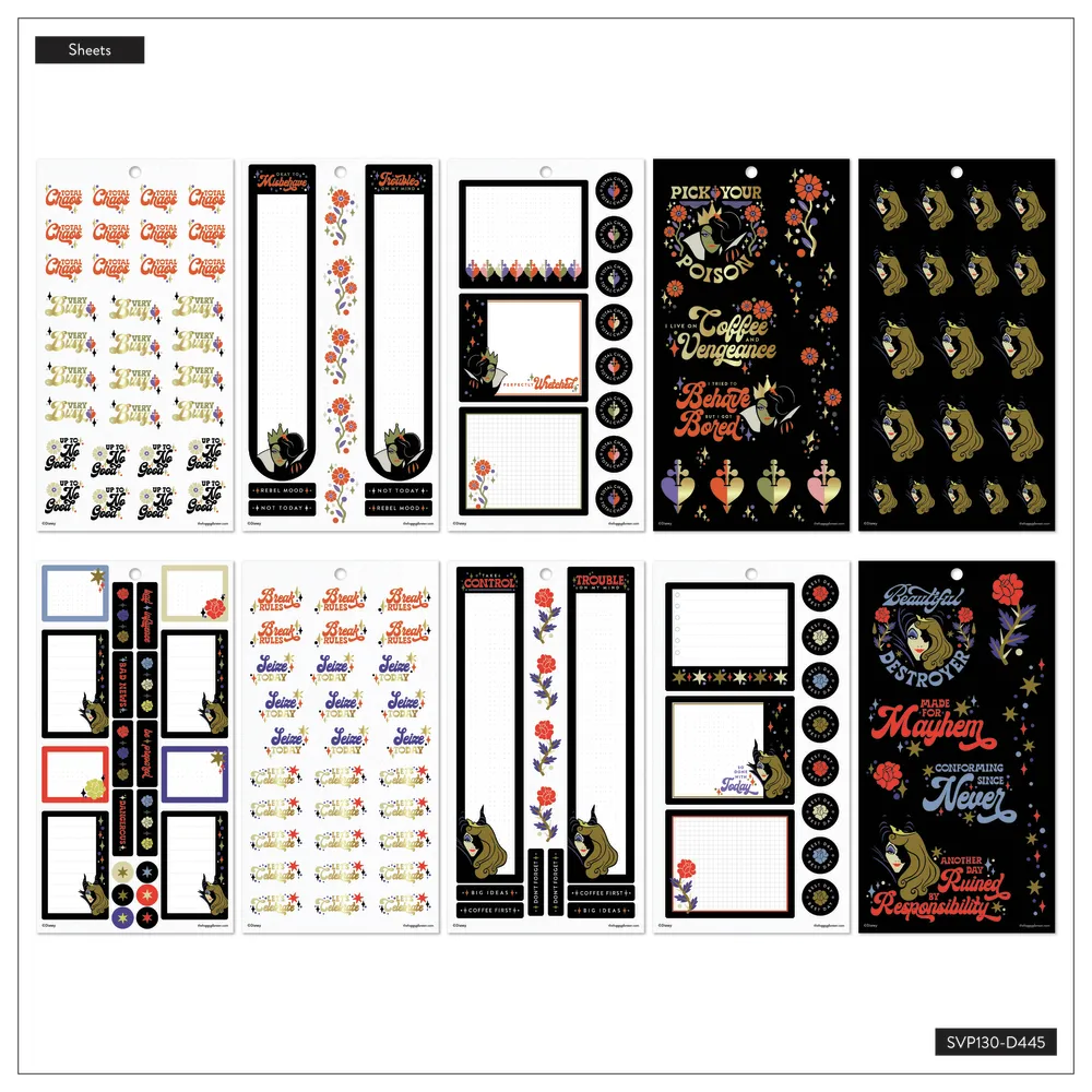 Happy Planner Disney Good vs Evil stickers Classic 30 feuilles