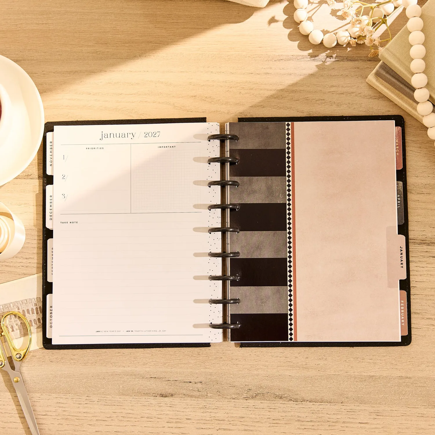Happy Planner Neutral Noir Classic agenda vertical 2026-2027