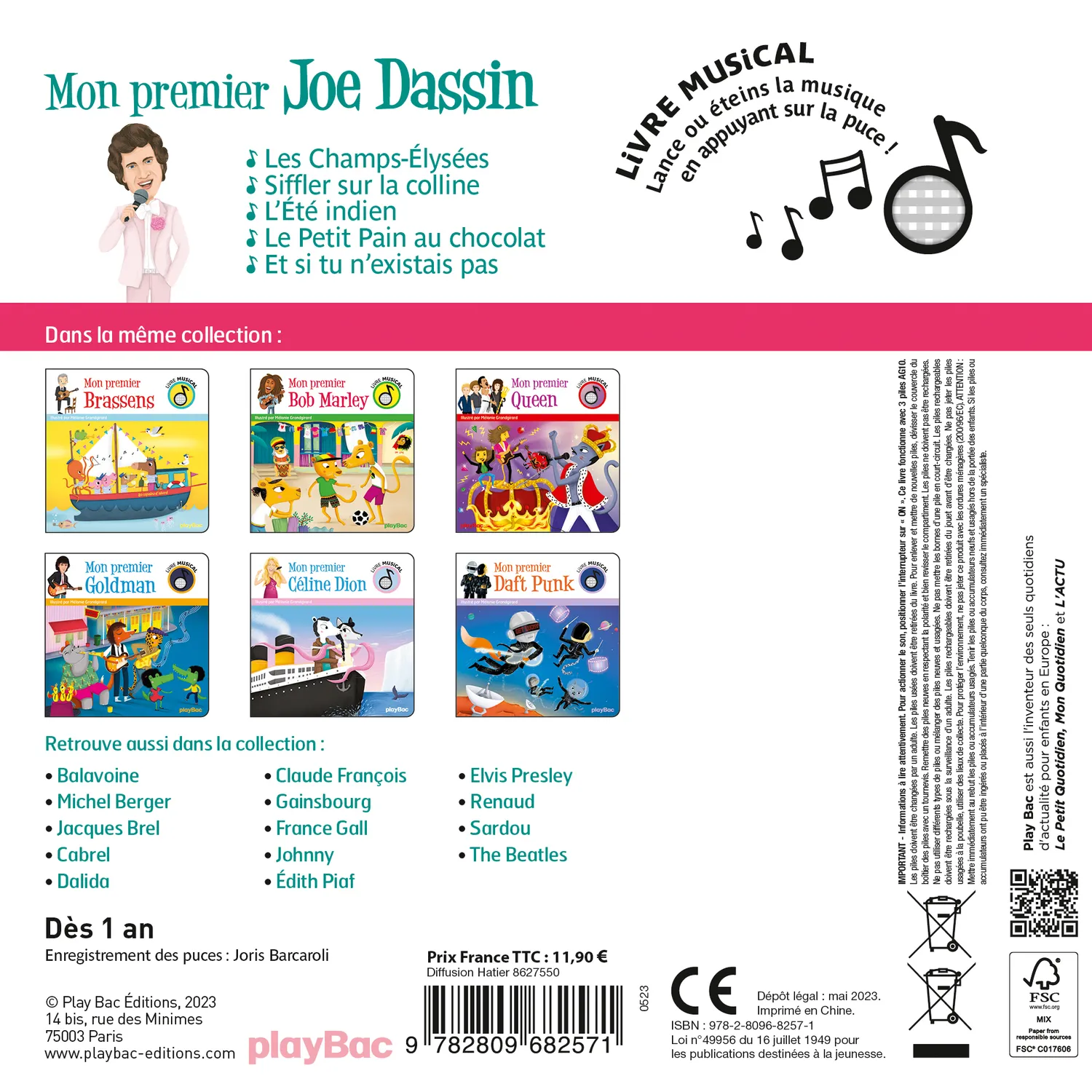 Frigobloc Mon premier Joe Dassin livre musical bébé 1 an