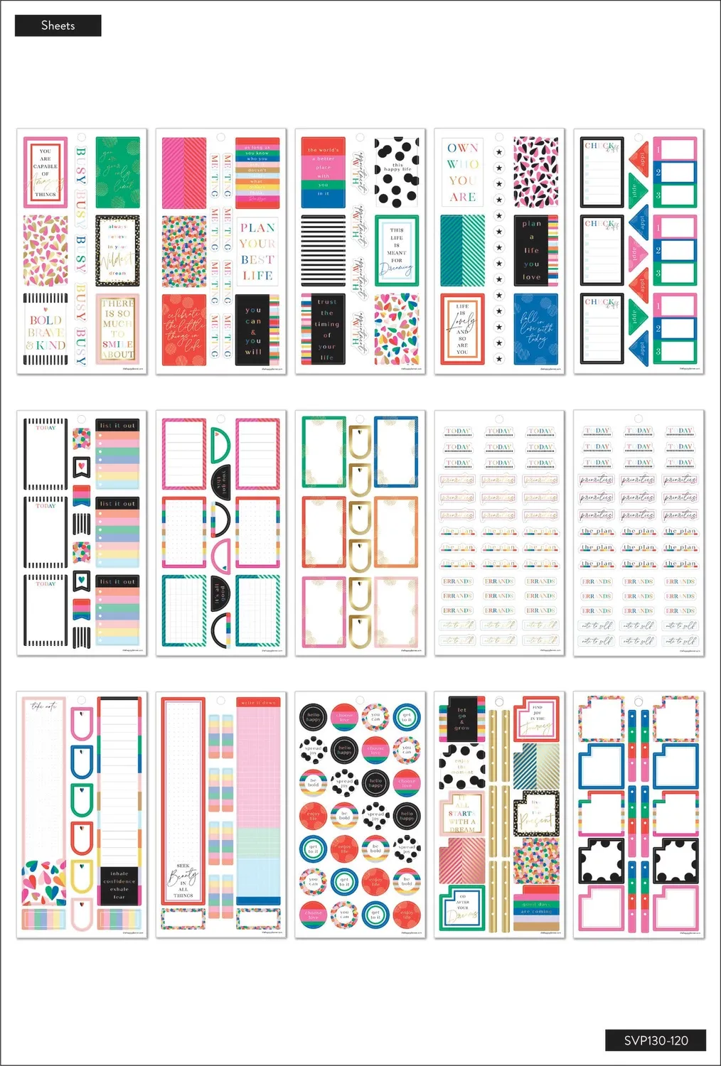 Happy Planner Value Pack Bold and Bright stickers 30 planches 662