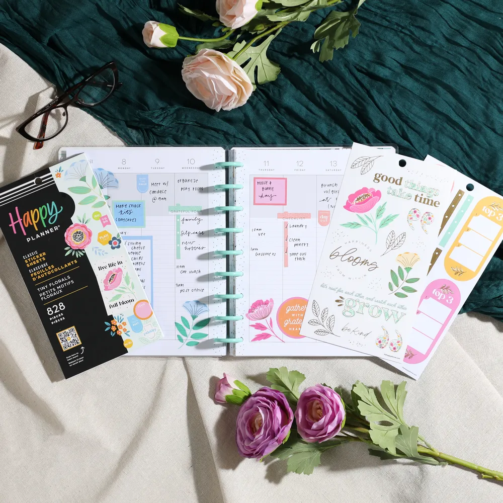 Happy Planner Tiny Florals autocollants 828 fleurs 30 feuilles