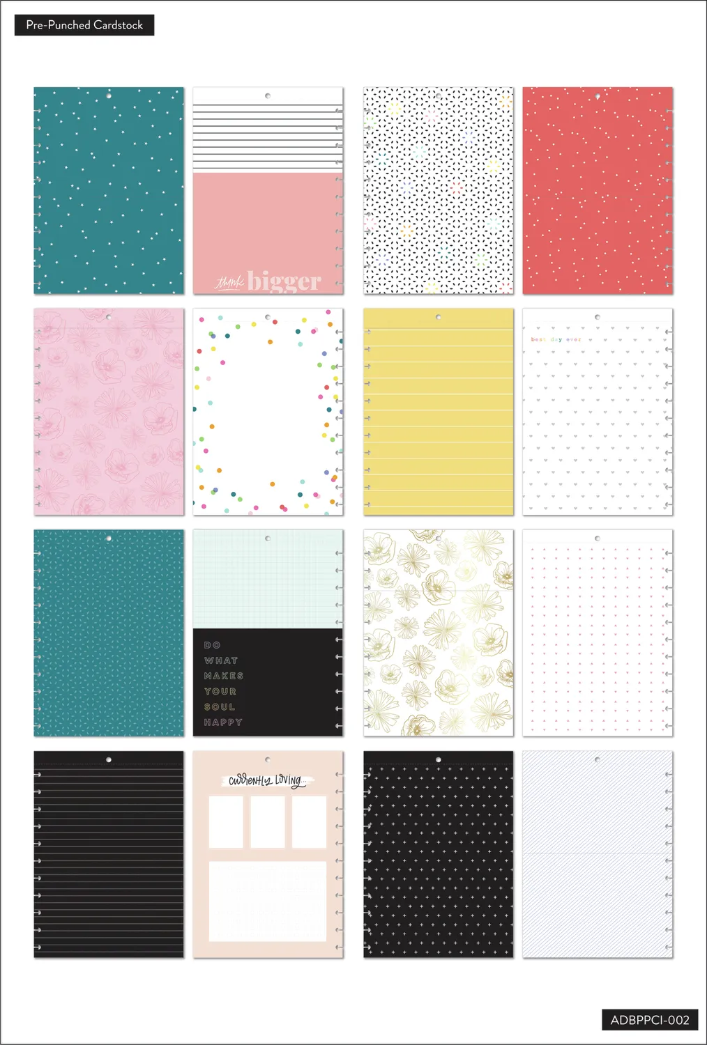 Happy Planner Brights Photo Pages Big 24 feuilles scrapbooking couleur