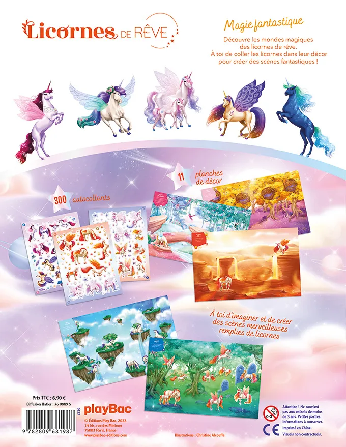 Frigobloc Licornes de rêve Magie fantastique cahier stickers 300