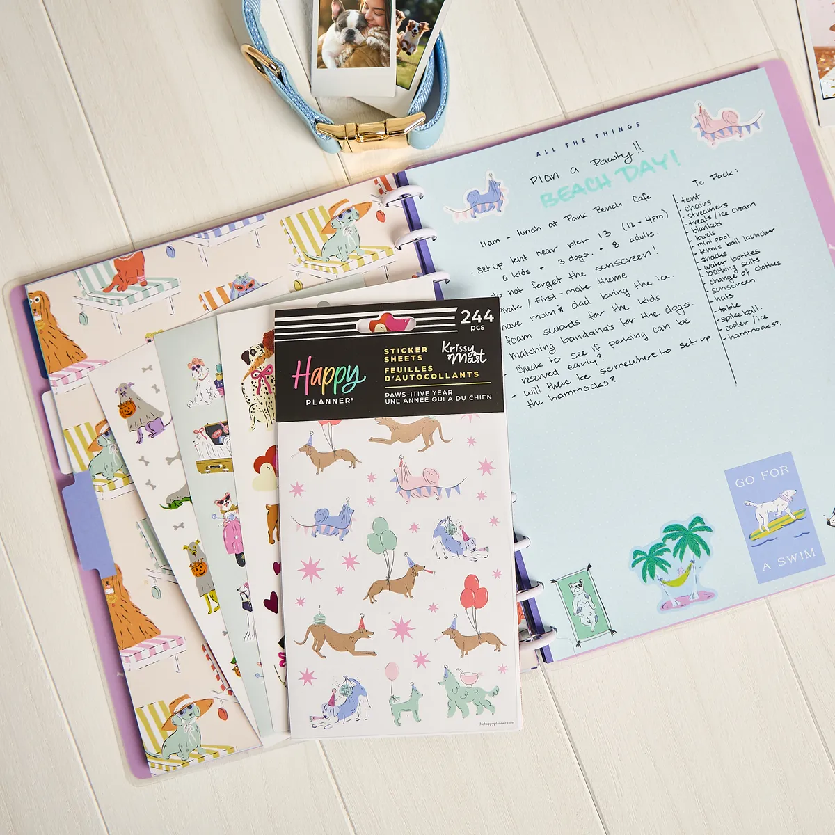 Happy Planner Pawsitive Dogs stickers 10 feuilles 244 chiens