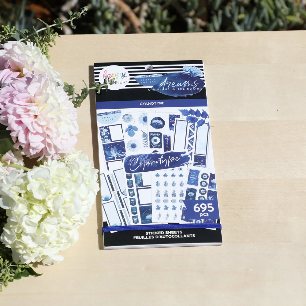 Happy Planner Cyanotype Value Pack carnet autocollants 695 bleu