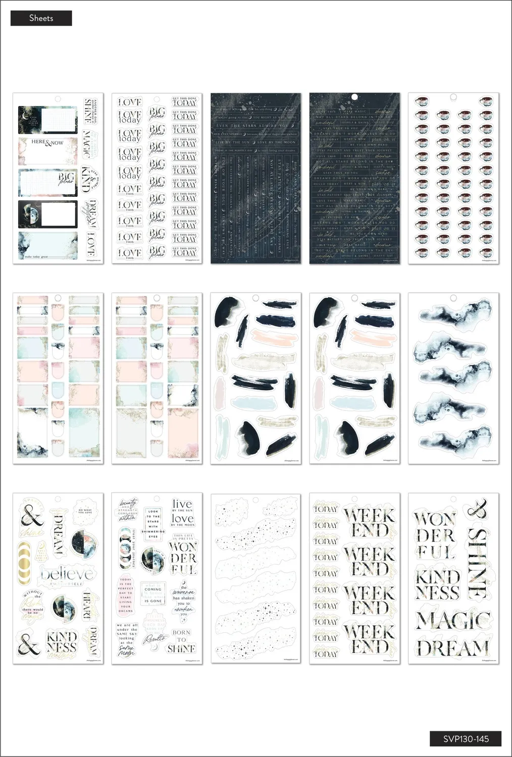 Happy Planner Cosmic Watercolor stickers 30 feuilles 494 pièces
