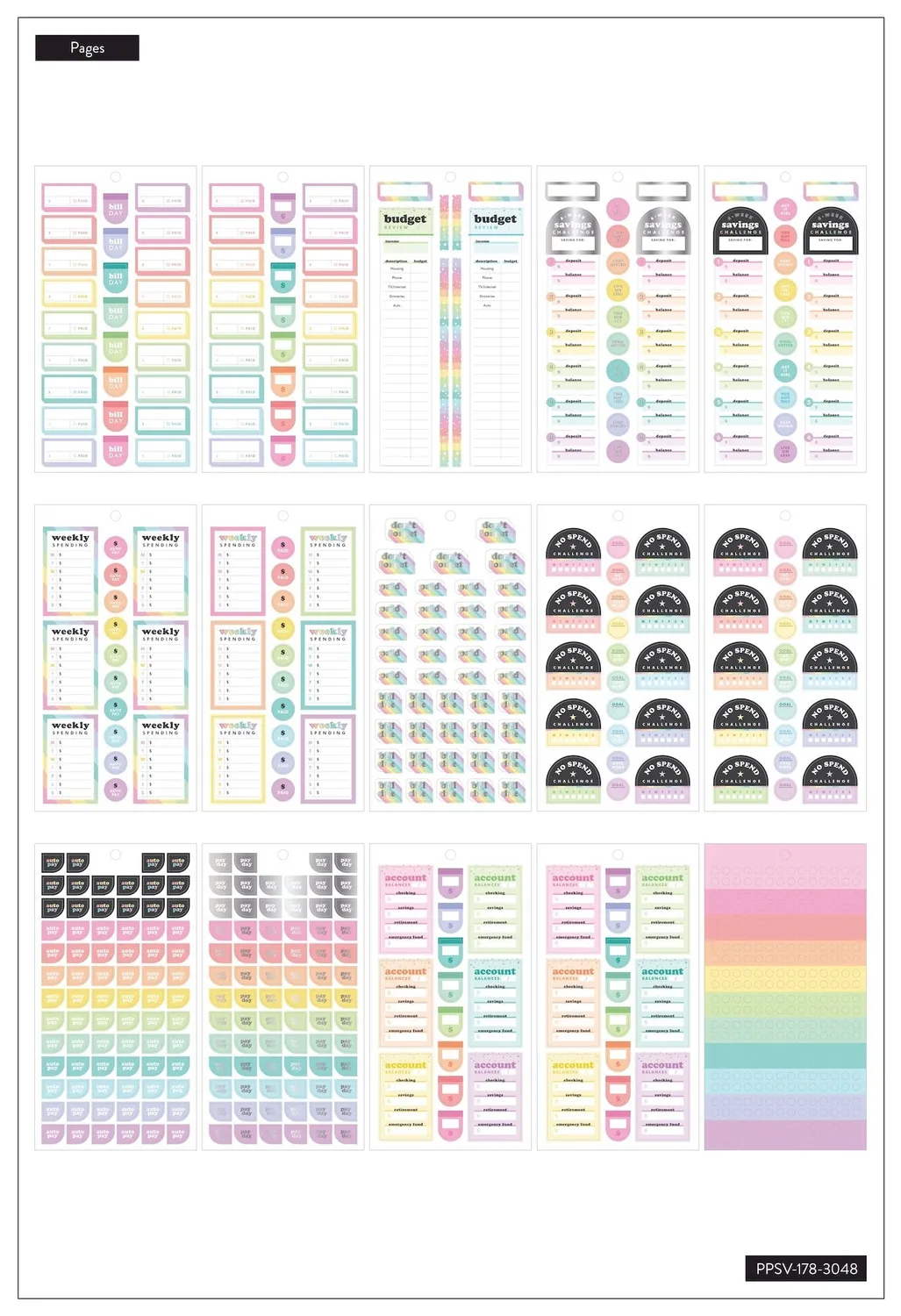 Happy Planner Budget stickers Classic 1424 finances foil