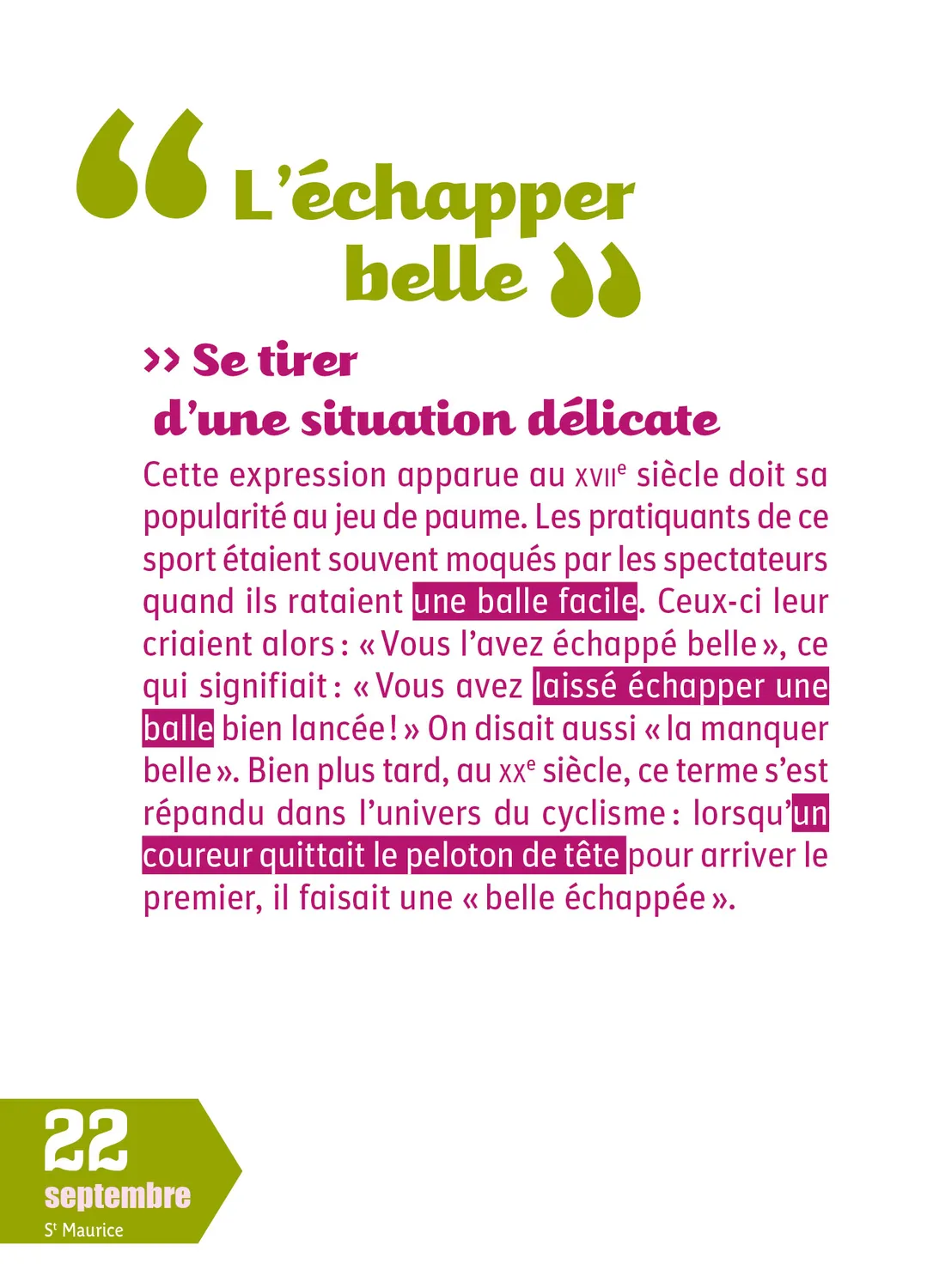 Frigobloc Année à Bloc calendrier Origine des expressions 365 jours