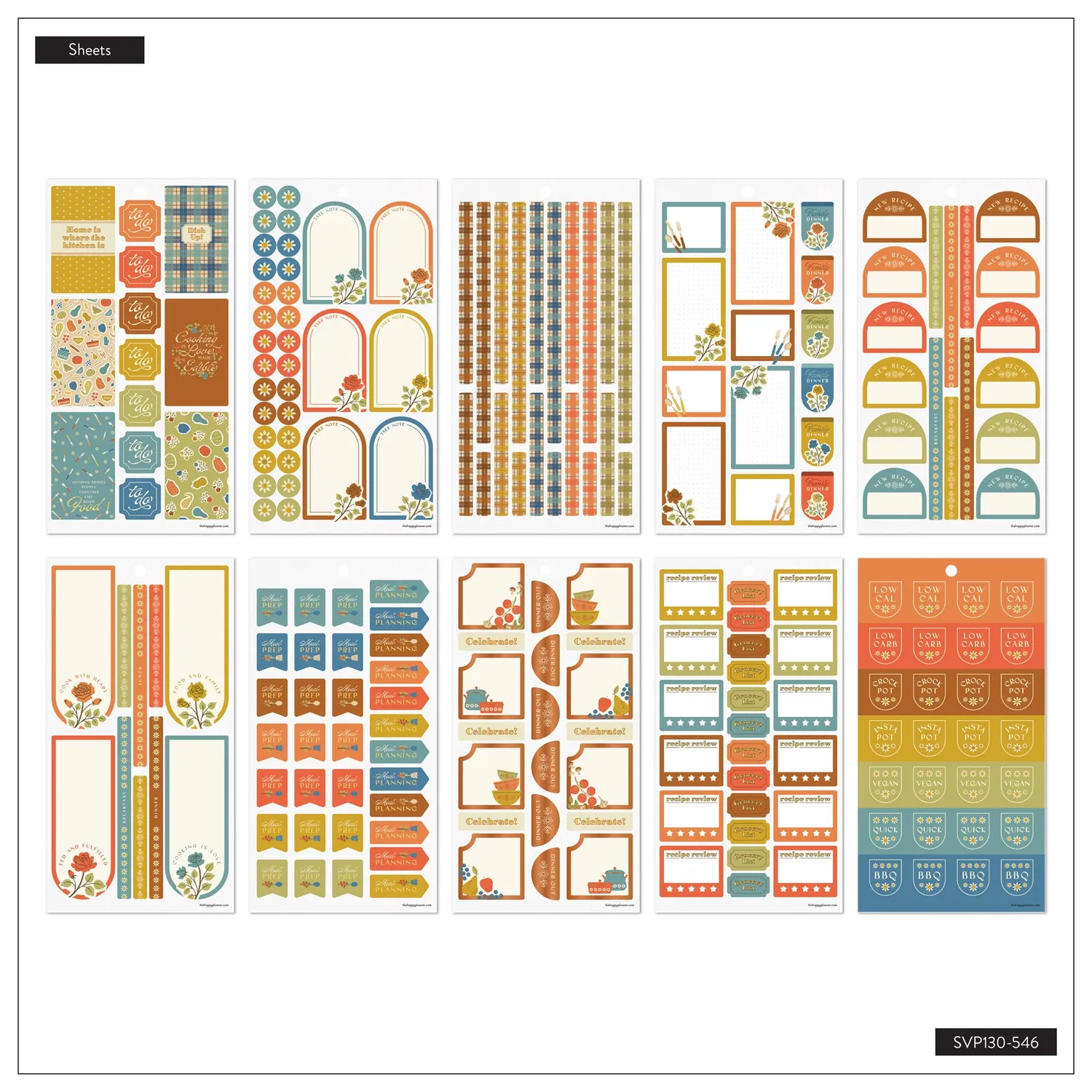 Happy Planner Fall Picnic stickers repas 30 planches
