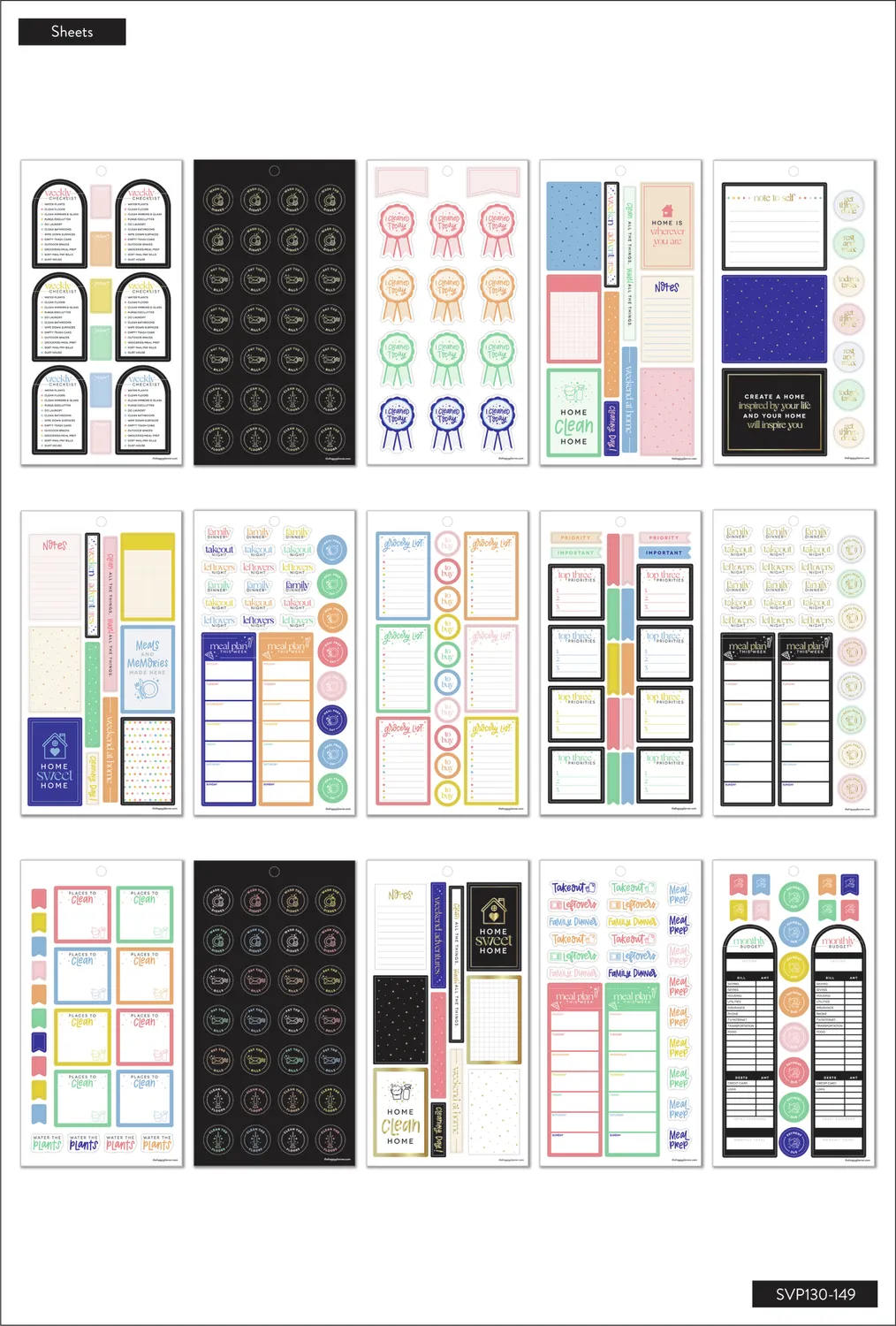 Happy Planner Essential Home stickers Classic 734