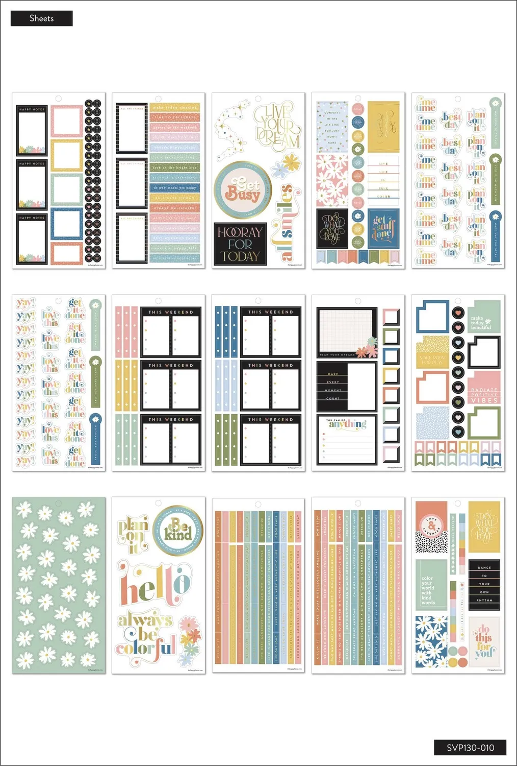 Happy Planner Bright Type stickers 30 feuilles 691 citations