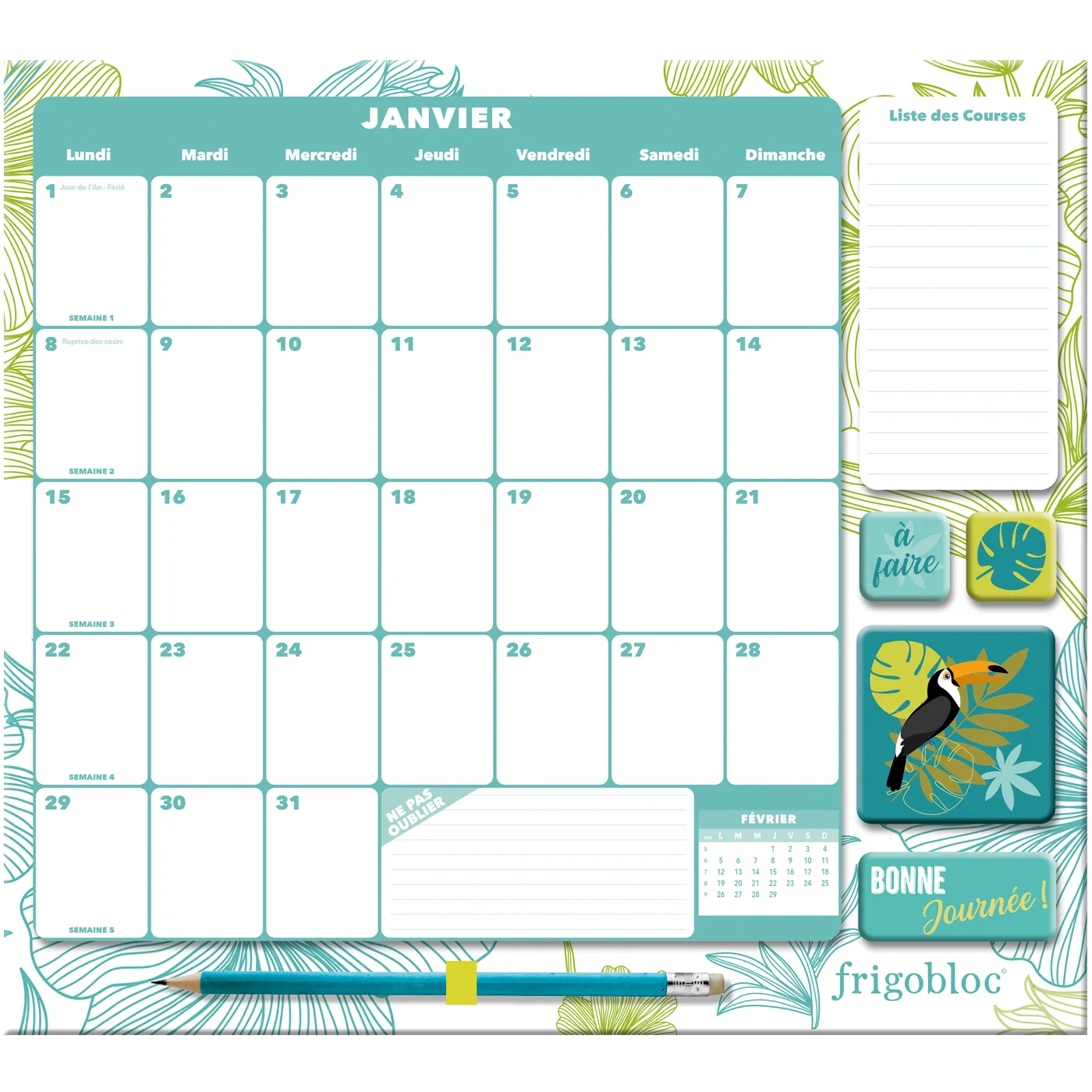 Frigobloc Mensuel 2024 calendrier frigo déco végétale édition limitée