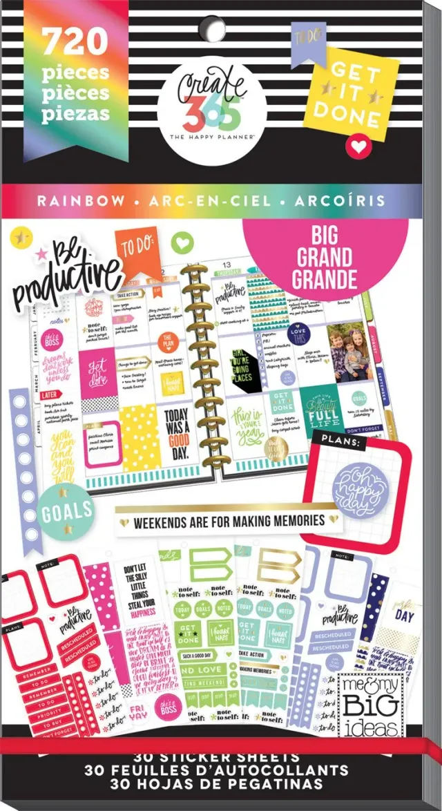 Happy Planner Rainbow autocollants Big 720 pcs doré