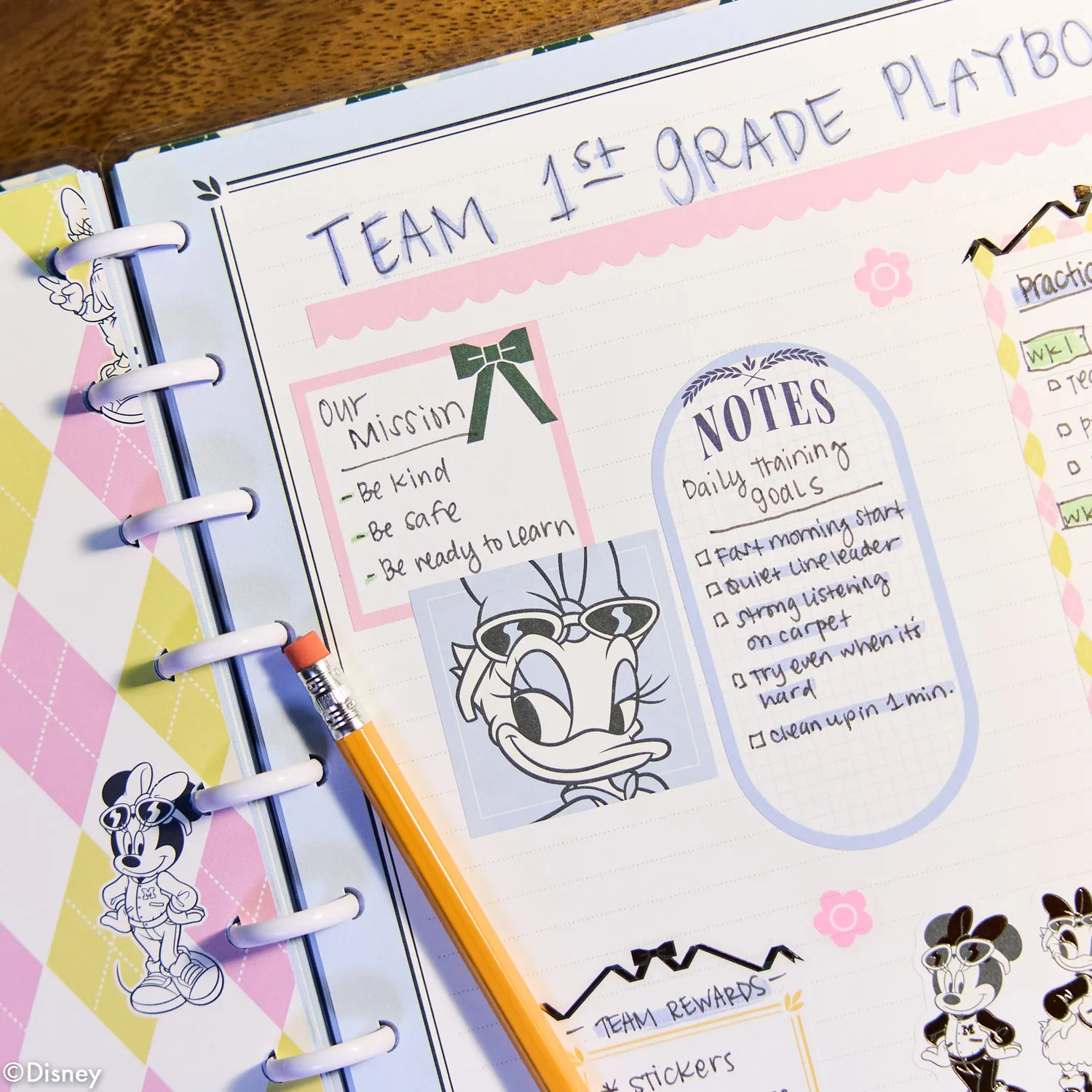 Happy Planner Minnie Daisy Varsity carnet Big pointillé 60
