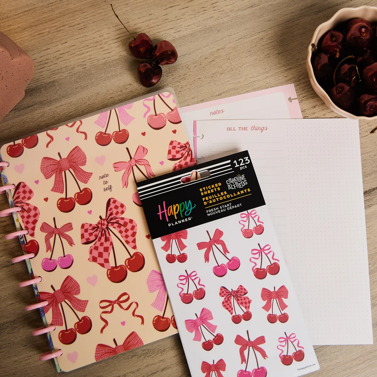 Happy Planner Fresh Start carnet Classic + 123 stickers cerise