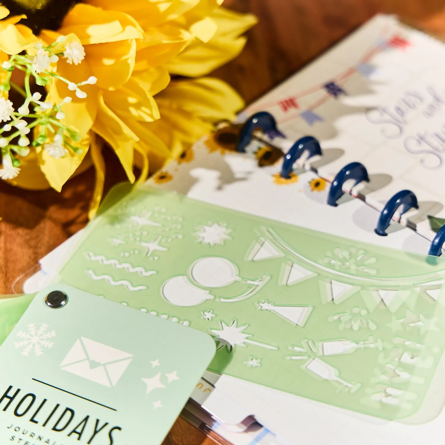 Happy Planner Holidays pochoirs éventail 5 feuilles fêtes