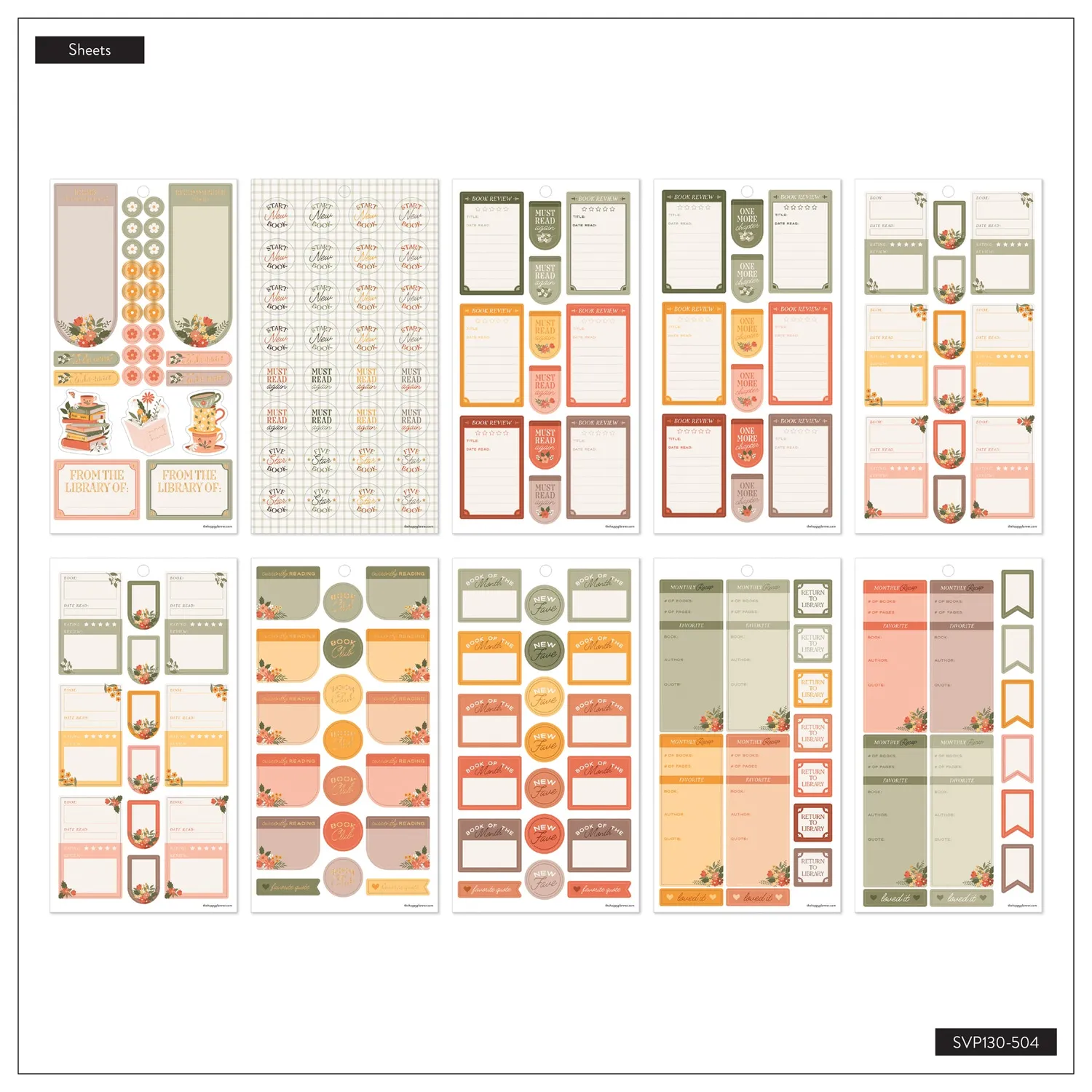 Happy Planner Reading Hour value pack stickers lecture Classic 30 planches